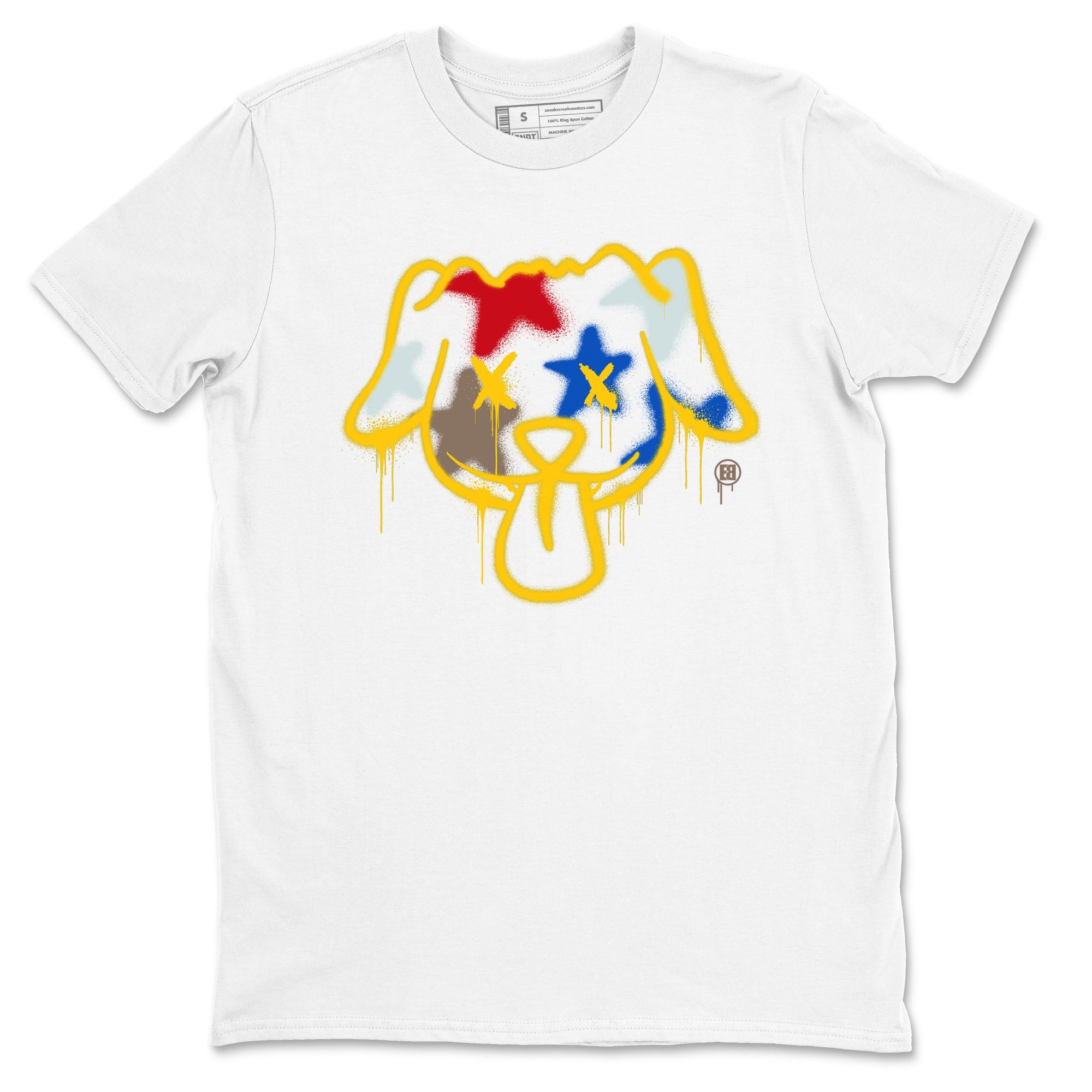 AJ1 Travis Scott Canary shirt to match jordans Graffiti Dog sneaker tees Air Jordan 1 Travis Scott Canary Drip Gear Zone unisex cotton White 2 crew neck shirt