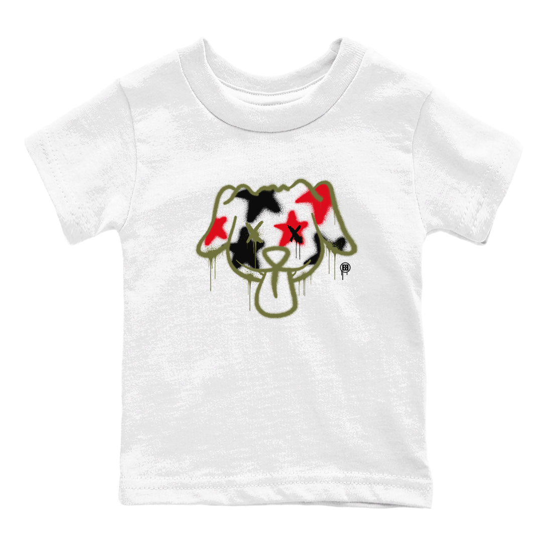 1s Travis Scott Medium Olive shirts to match jordans Graffiti Dog sneaker match tees Air Jordan 1 Travis Scott Medium Olive Drip Gear Zone streetwear brand Baby and Youth White 2 cotton tee