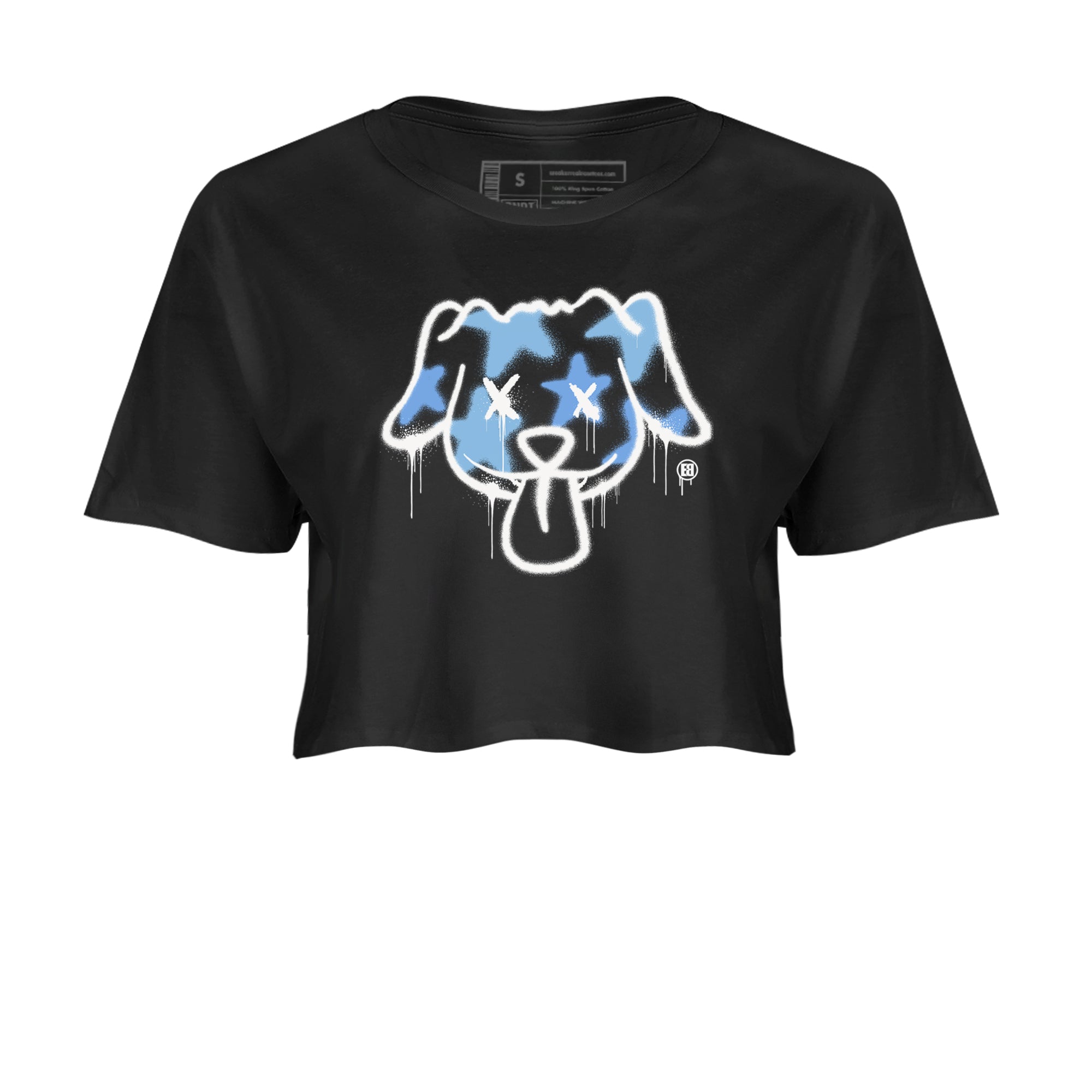 11s Legend Blue shirts to match jordans Graffiti Dog sneaker match tees Air Jordan 11 Legend Blue match shoes to clothes Drip Gear Zone unisex cotton Black 2 crop tee