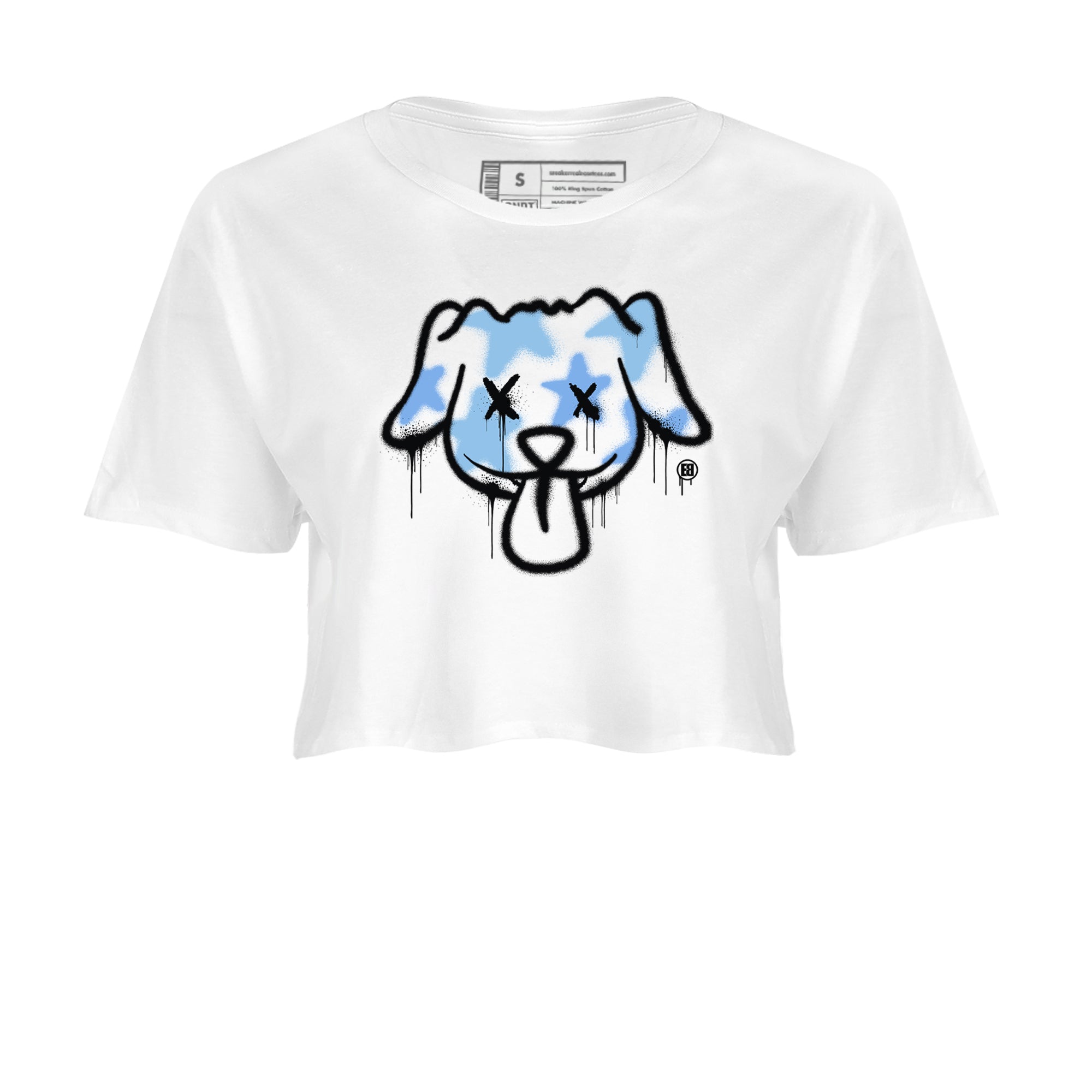 11s Legend Blue shirts to match jordans Graffiti Dog sneaker match tees Air Jordan 11 Legend Blue match shoes to clothes Drip Gear Zone unisex cotton White 2 crop tee