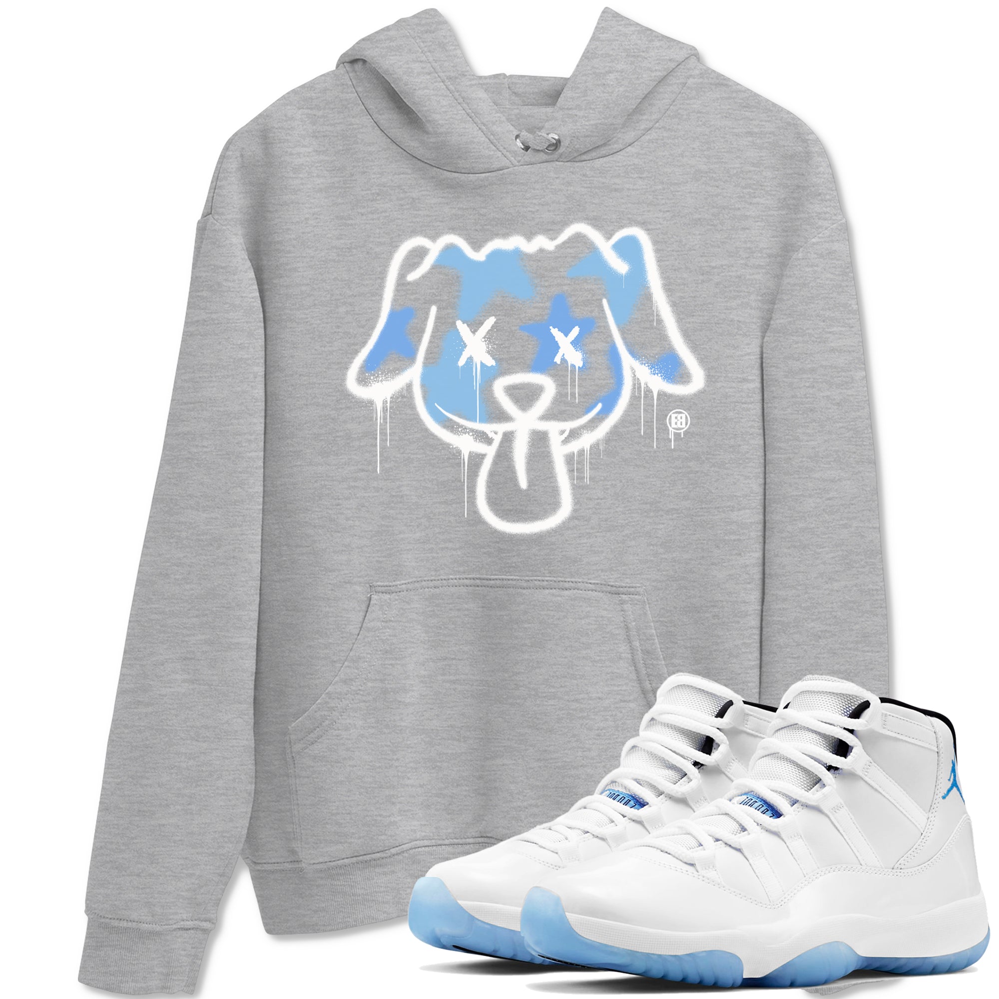 11s Legend Blue shirts to match jordans Graffiti Dog sneaker match tees Air Jordan 11 Legend Blue match shoes to clothes Drip Gear Zone unisex cotton Heather Grey 1 shirts