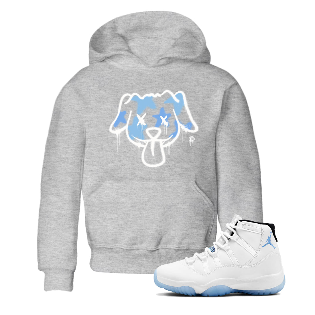 11s Legend Blue shirts to match jordans Graffiti Dog sneaker match tees Air Jordan 11 Legend Blue match shoes to clothes Drip Gear Zone Youth Baby Heather Grey 1 tee