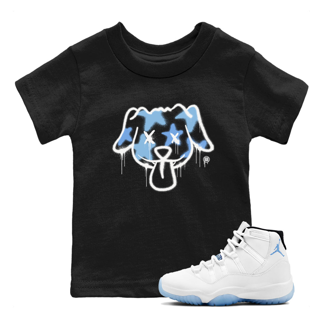 11s Legend Blue shirts to match jordans Graffiti Dog sneaker match tees Air Jordan 11 Legend Blue match shoes to clothes Drip Gear Zone Youth Baby Black 1 tee