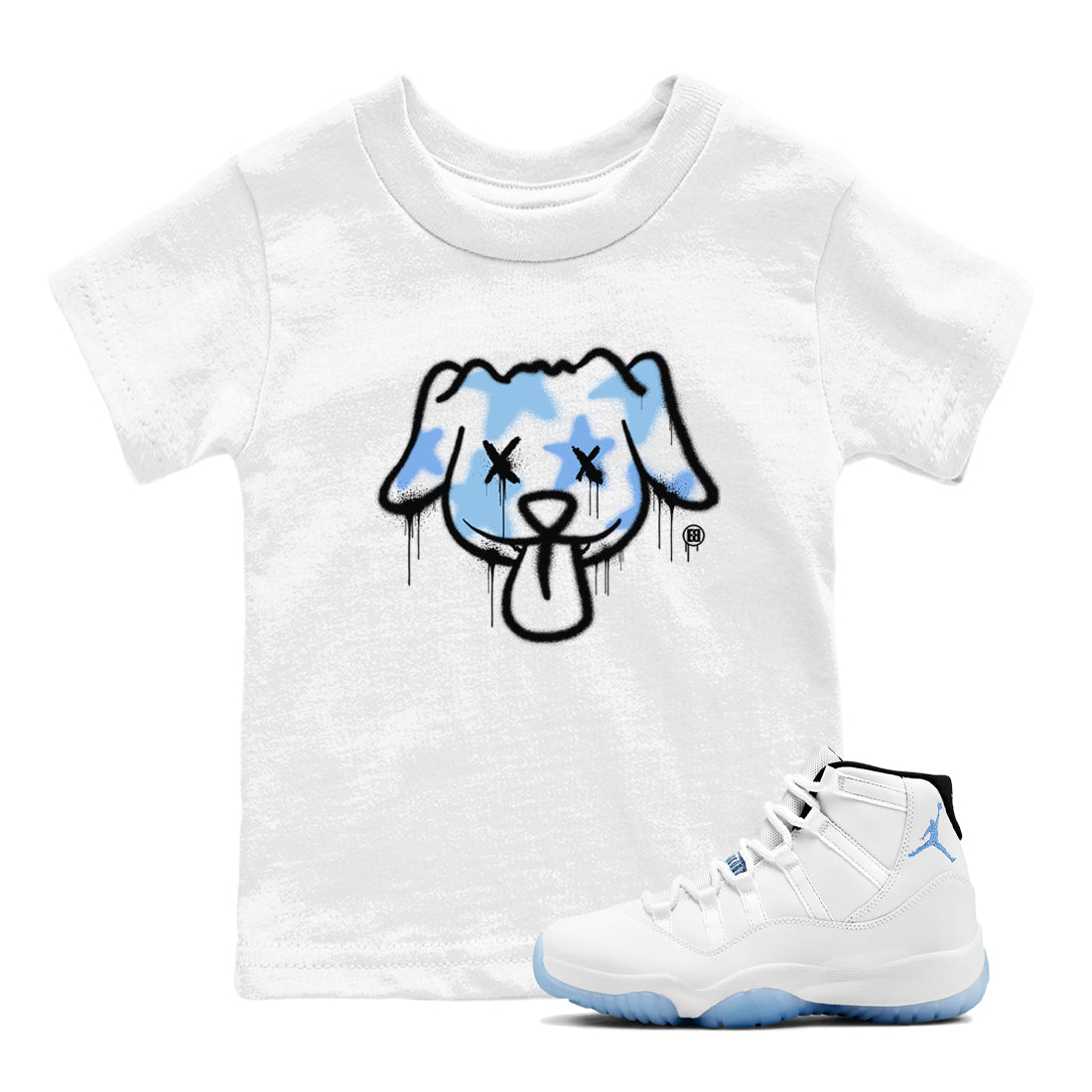11s Legend Blue shirts to match jordans Graffiti Dog sneaker match tees Air Jordan 11 Legend Blue match shoes to clothes Drip Gear Zone Youth Baby White 1 tee