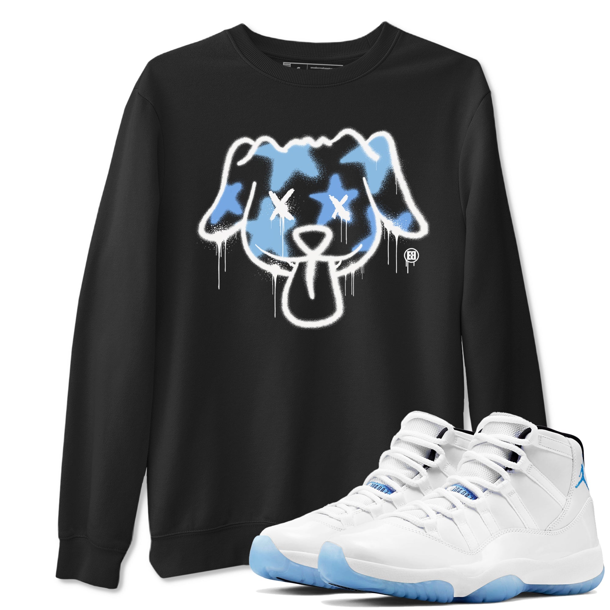 11s Legend Blue shirts to match jordans Graffiti Dog sneaker match tees Air Jordan 11 Legend Blue match shoes to clothes Drip Gear Zone unisex cotton Black 1 shirts