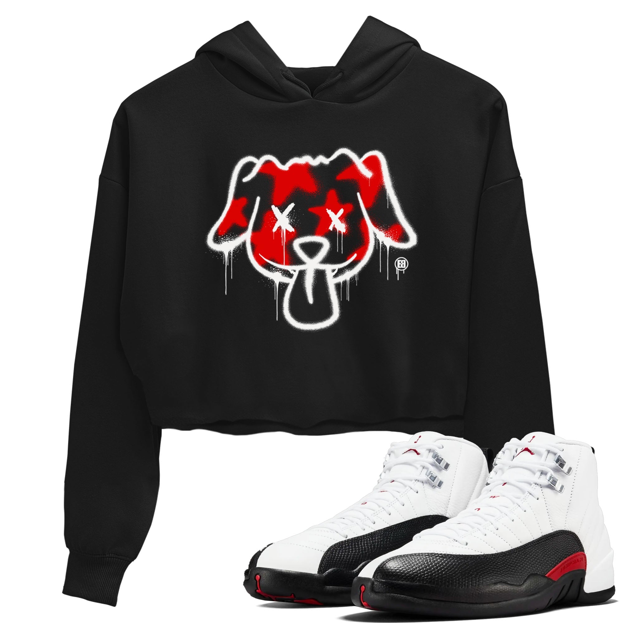 Air Jordan 12 Retro Taxi Flip shirts to match jordans Graffiti Dog Spangled Banner T-Shirt for Independence Day sneaker match tees 12s Red Taxi Drip Gear Zone Black 1 crop length shirt