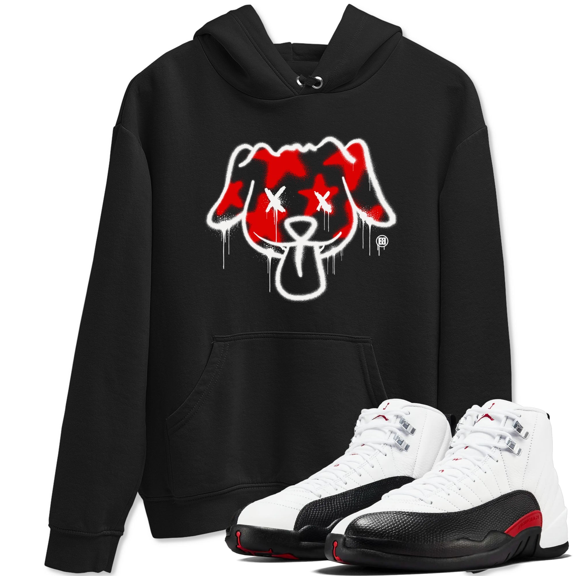 Air Jordan 12 Retro Taxi Flip shirts to match jordans Graffiti Dog Spangled Banner T-Shirt for Independence Day sneaker match tees 12s Red Taxi Drip Gear Zone unisex cotton Black 1 crew neck shirt