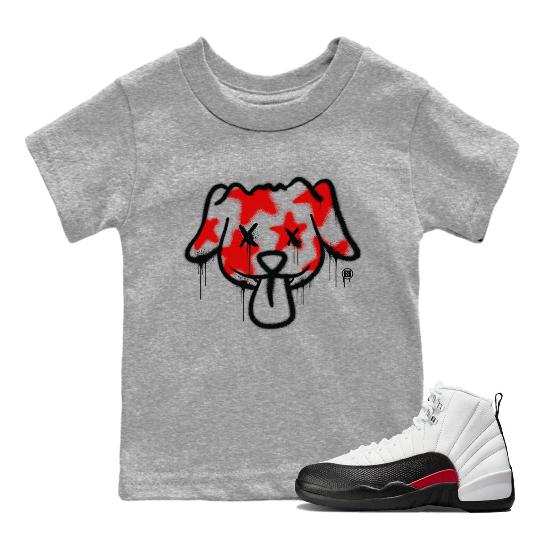 Air Jordan 12 Retro Taxi Flip shirts to match jordans Graffiti Dog Spangled Banner T-Shirt for Independence Day sneaker match tees 12s Red Taxi Drip Gear Zone baby toddler Heather Grey 1 cotton Shirt