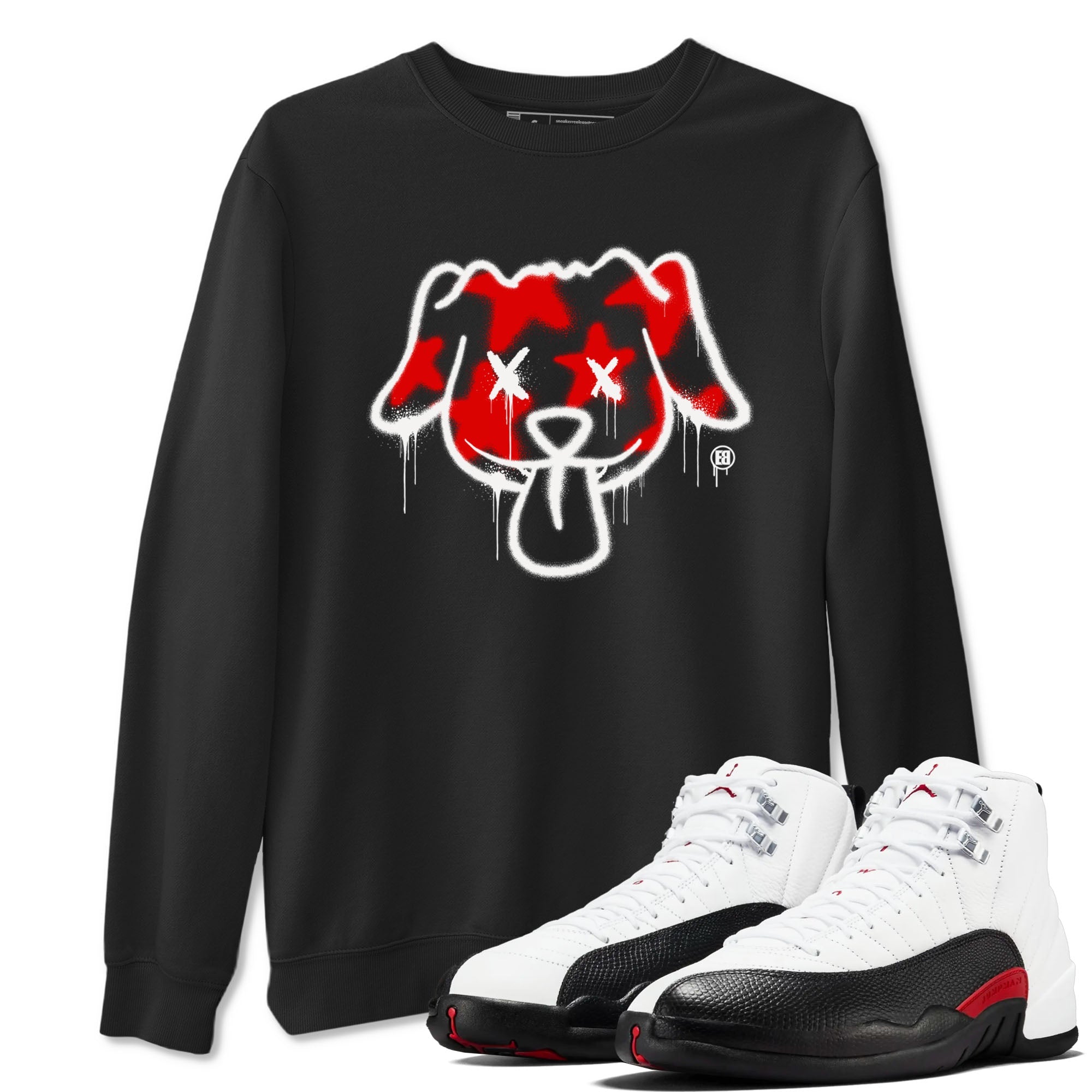 Air Jordan 12 Retro Taxi Flip shirts to match jordans Graffiti Dog Spangled Banner T-Shirt for Independence Day sneaker match tees 12s Red Taxi Drip Gear Zone unisex cotton Black 1 crew neck shirt