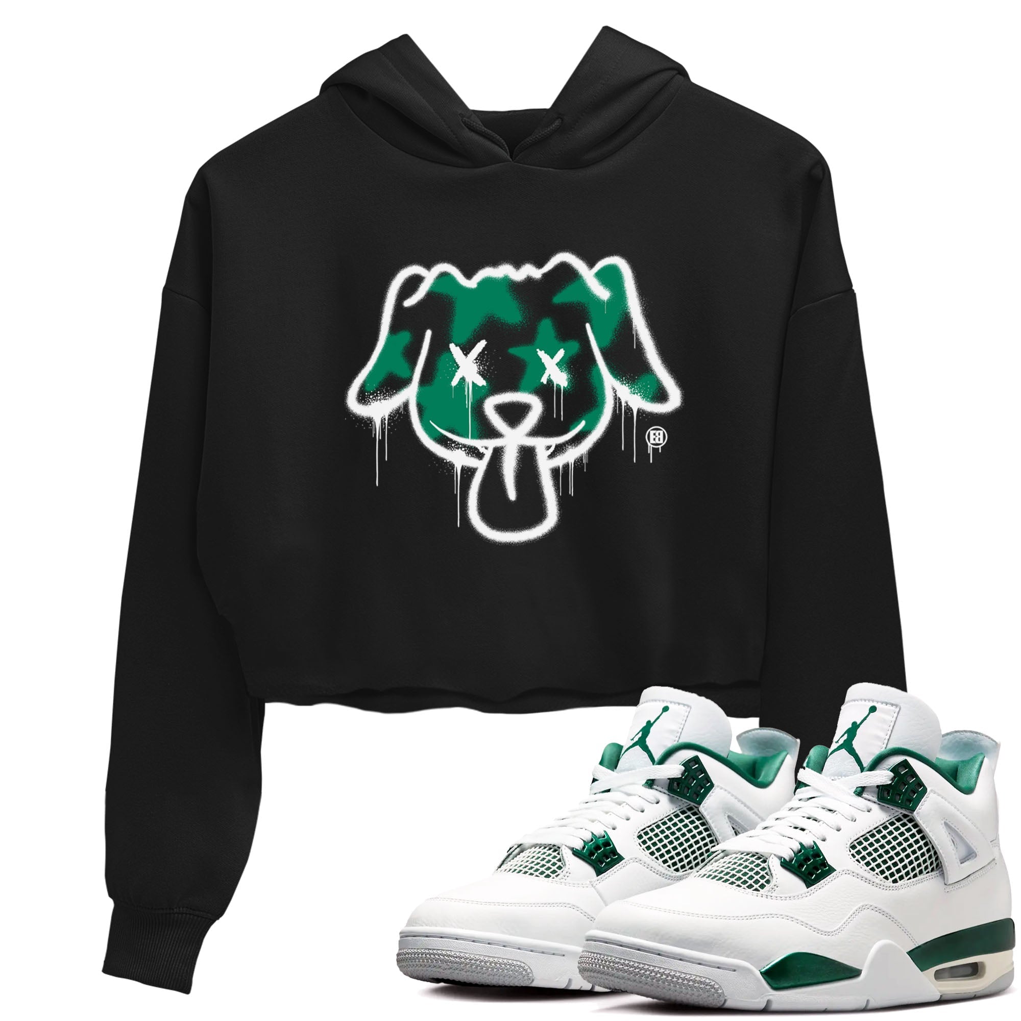 4s Oxidized Green shirts to match jordans Graffiti Dog sneaker match tees Air Jordan 4 Oxidized Green Drip Gear Zone streetwear brand Black 1 crop tee