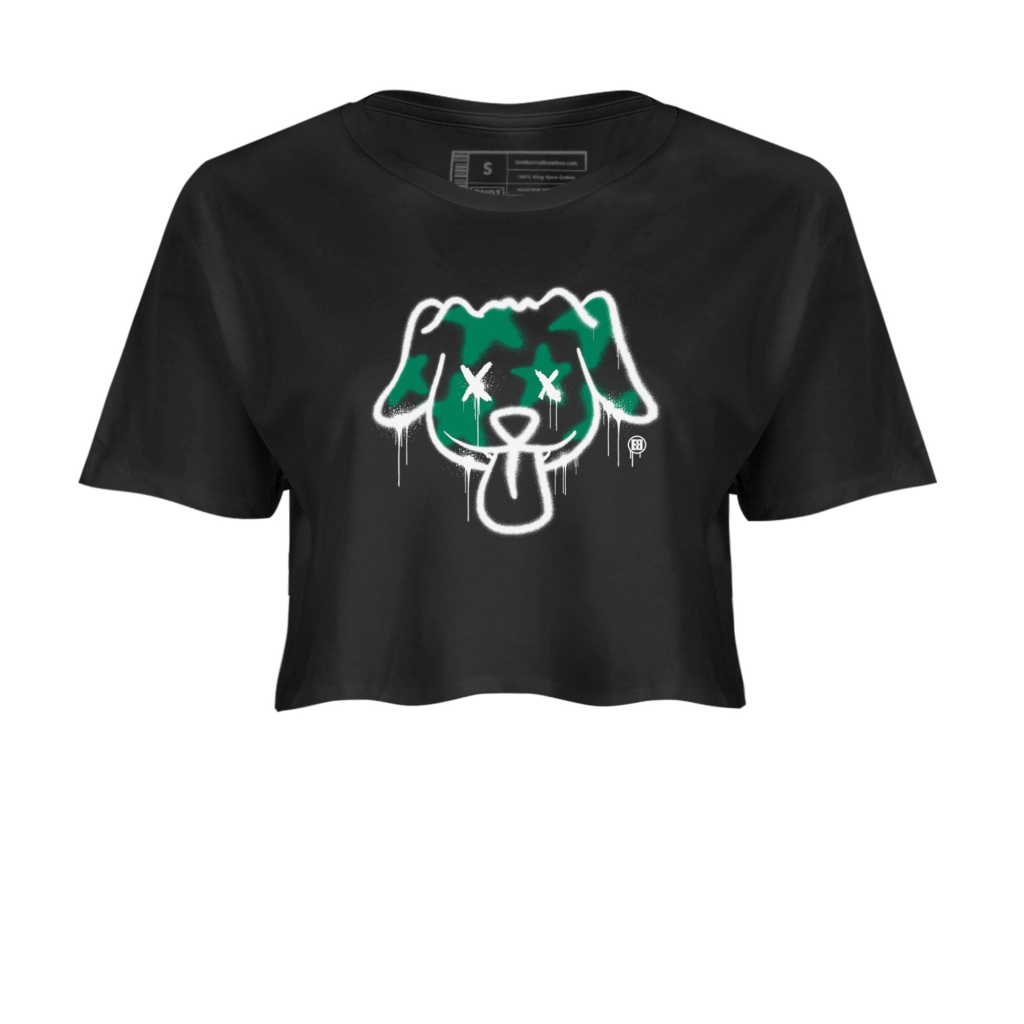 4s Oxidized Green shirts to match jordans Graffiti Dog sneaker match tees Air Jordan 4 Oxidized Green Drip Gear Zone streetwear brand Black 2 crop tee