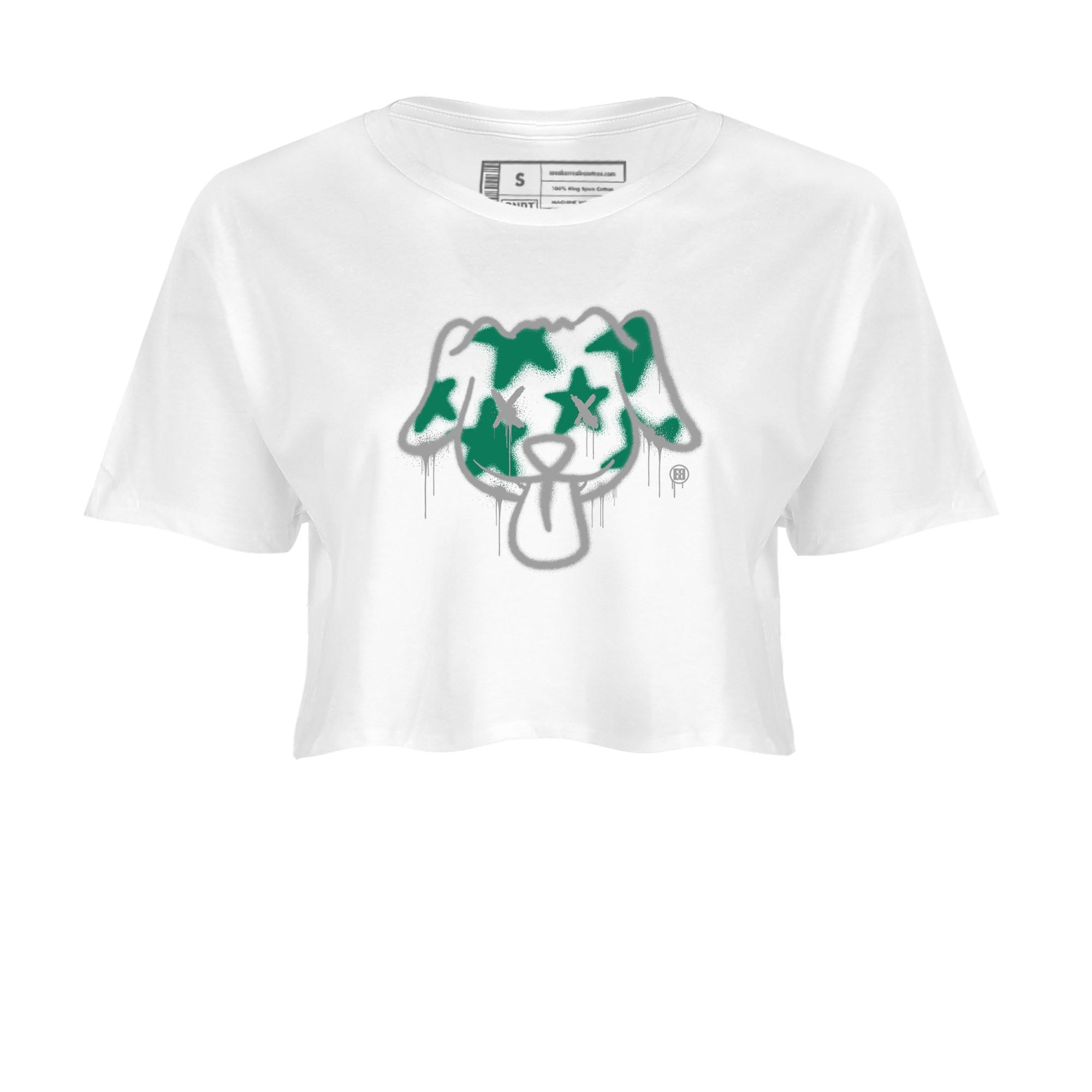 4s Oxidized Green shirts to match jordans Graffiti Dog sneaker match tees Air Jordan 4 Oxidized Green Drip Gear Zone streetwear brand White 2 crop tee
