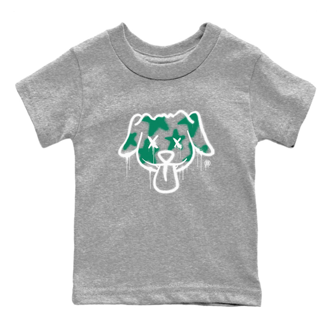 4s Oxidized Green shirts to match jordans Graffiti Dog sneaker match tees Air Jordan 4 Oxidized Green Drip Gear Zone streetwear brand Baby and Youth Heather Grey 2 cotton tee