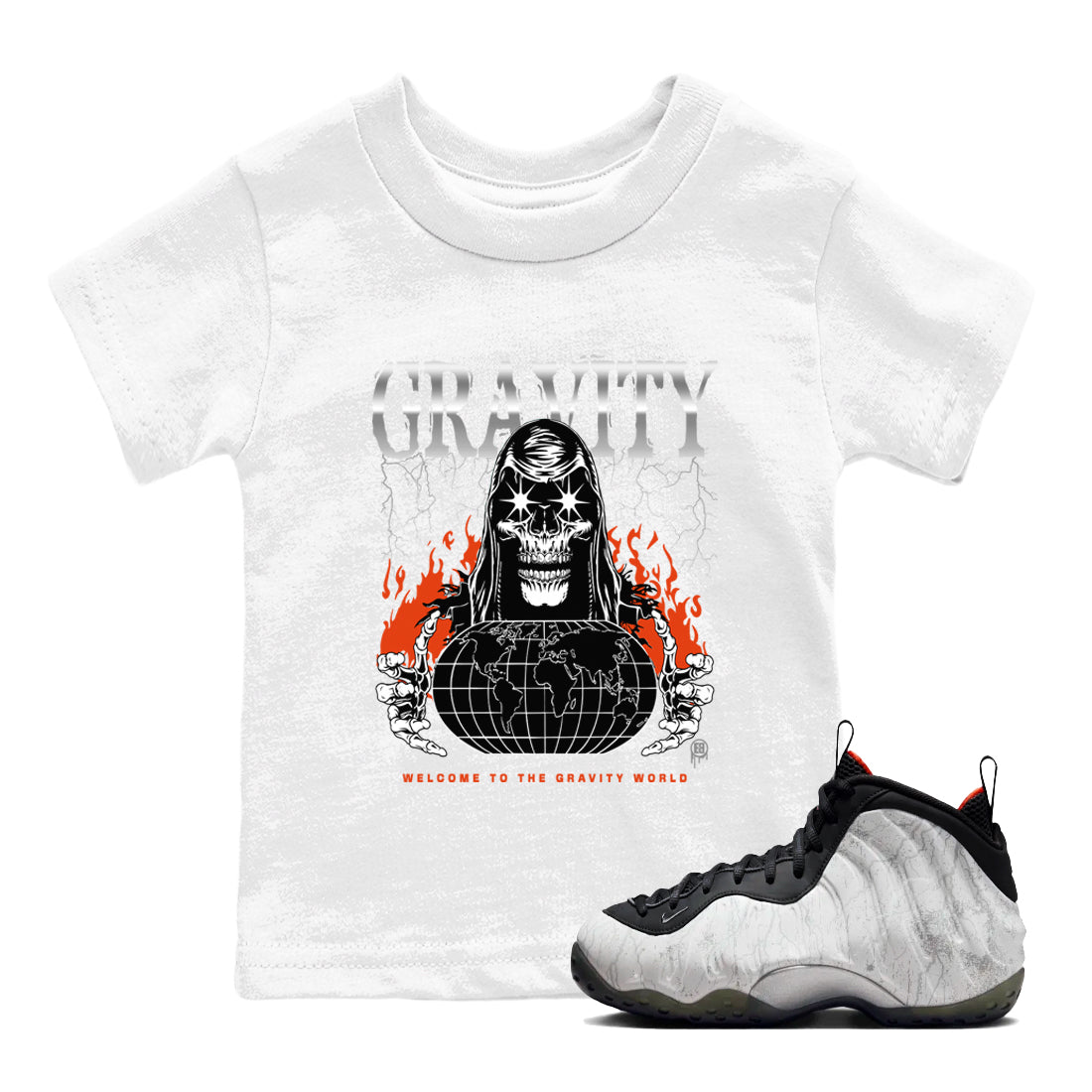 Foams One Jin shirts to match jordans Gravity sneaker match tees Air Foamposite One Jin match shoes to clothes Drip Gear Zone Youth Baby White 1 tee