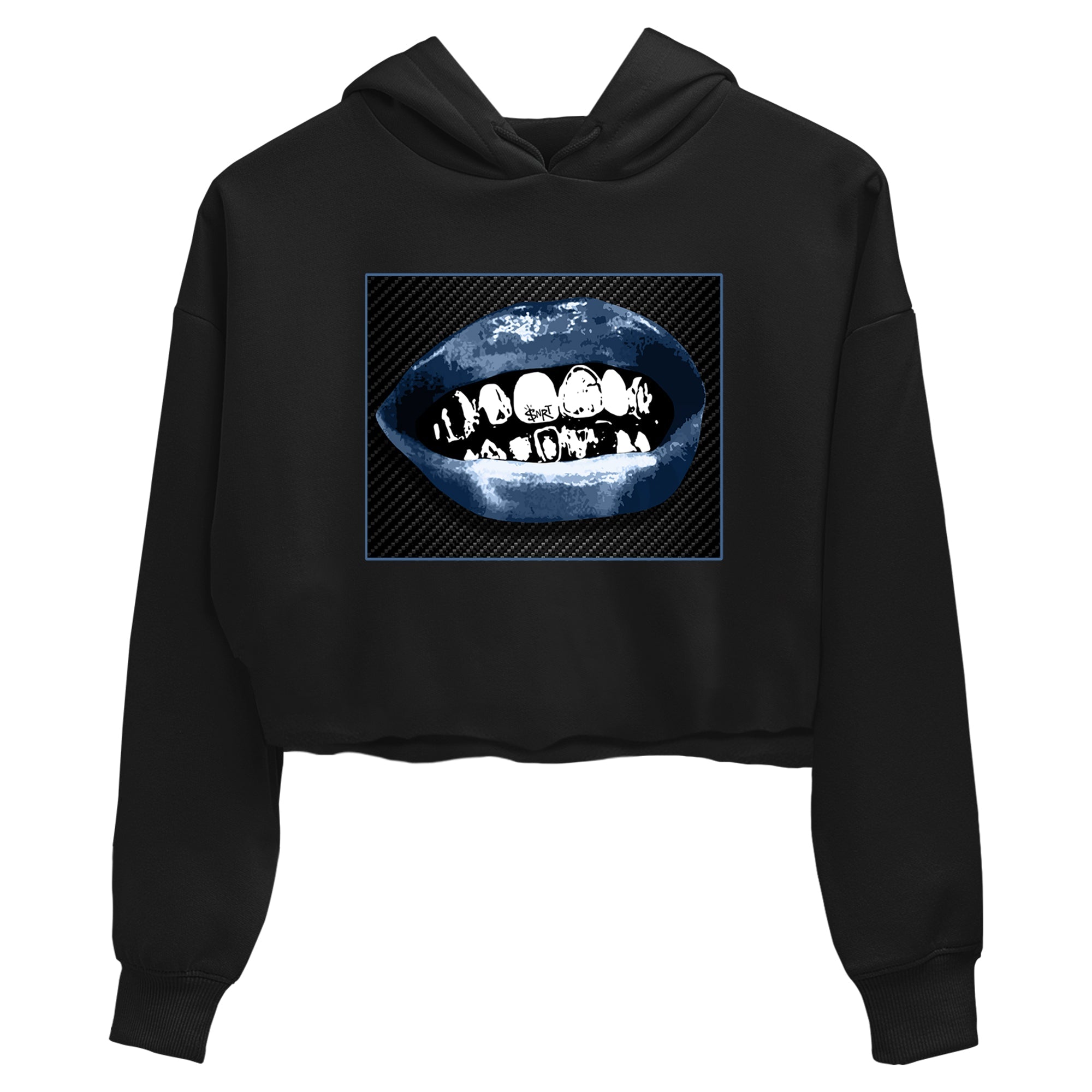 Sneaker Threads  Sneaker Tees To Match Air Foamposite One Carbon Fiber  Grillz Lips Crop Tee Black 2. Perfect for Jordan releases 2025 colorways.