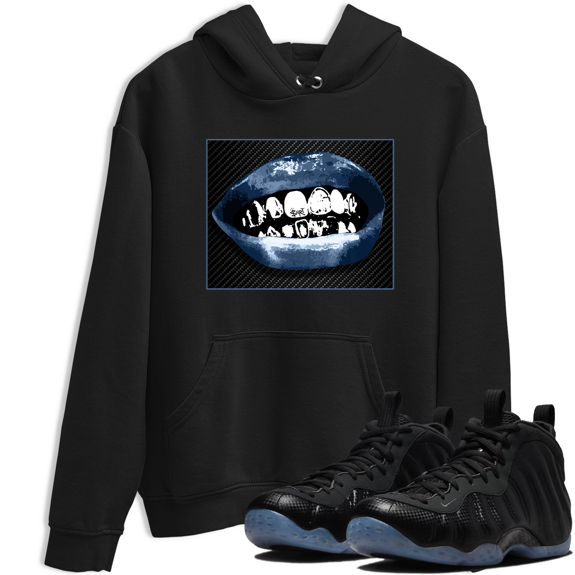 Sneaker Threads  Sneaker Tees To Match Air Foamposite One Carbon Fiber  Grillz Lips Graphic Tee Black 1. Perfect for Jordan releases 2025 colorways.