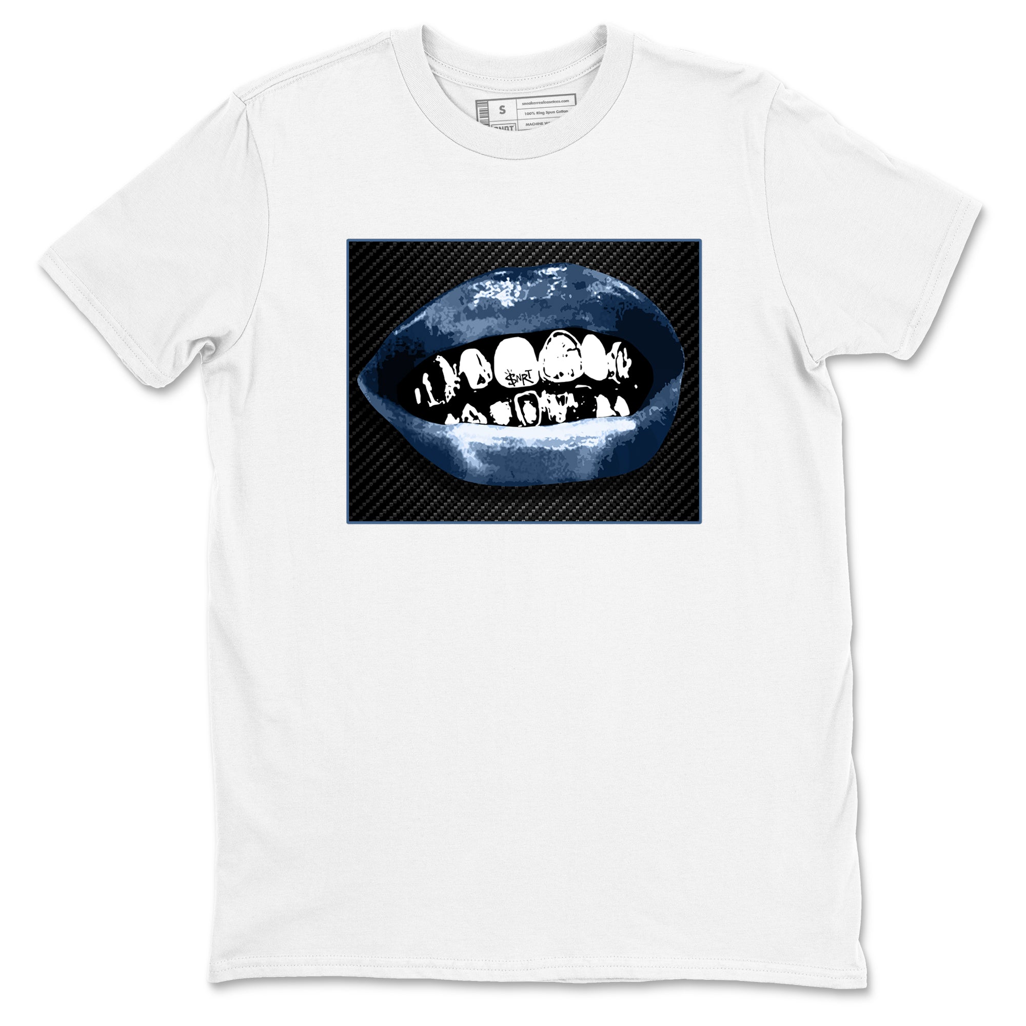Sneaker Threads  Sneaker Tees To Match Air Foamposite One Carbon Fiber  Grillz Lips Graphic Tee White 2. Perfect for Jordan releases 2025 colorways.