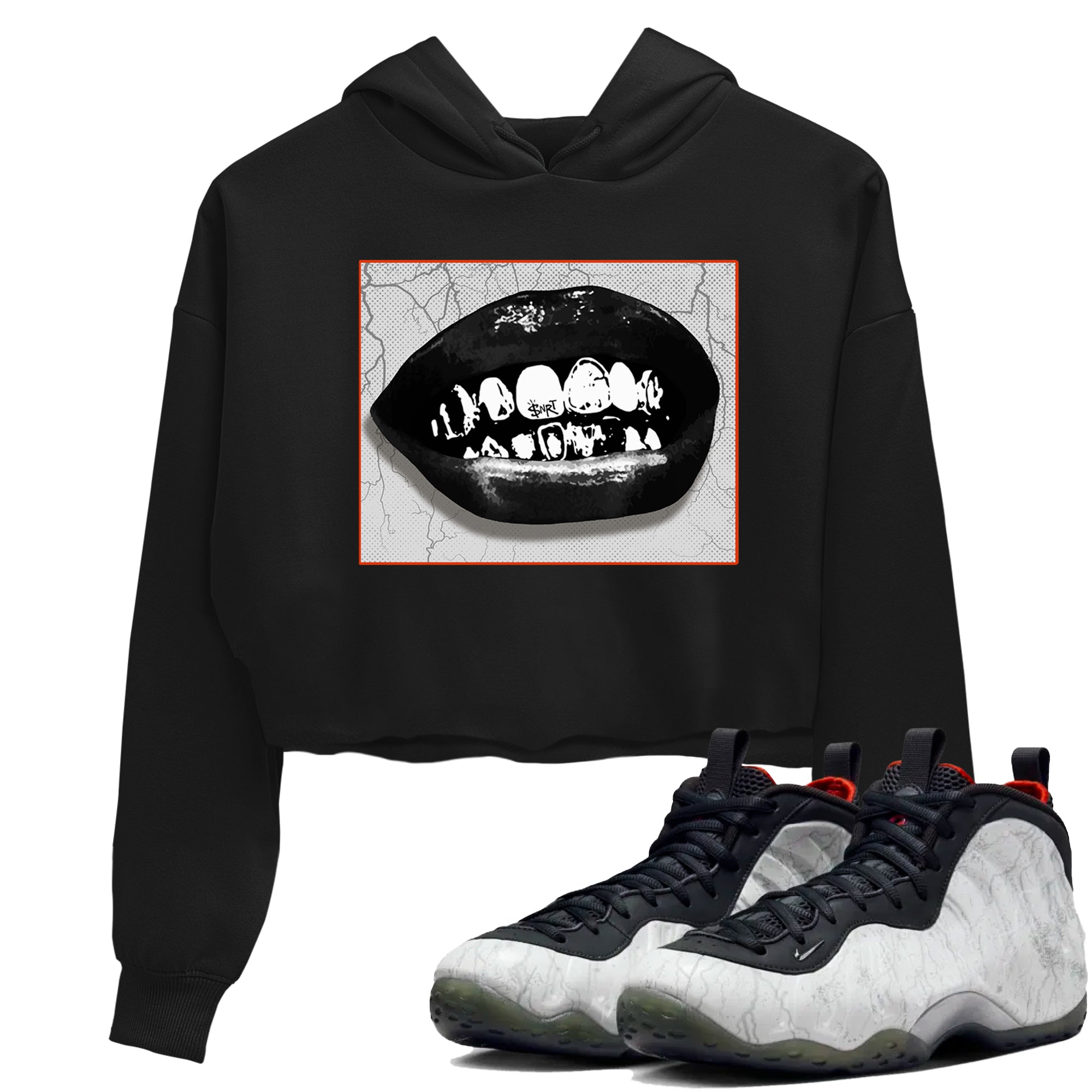 Foams One Jin shirts to match jordans Grillz Lips sneaker match tees Air Foamposite One Jin match shoes to clothes Drip Gear Zone unisex cotton Black 1 crop tee