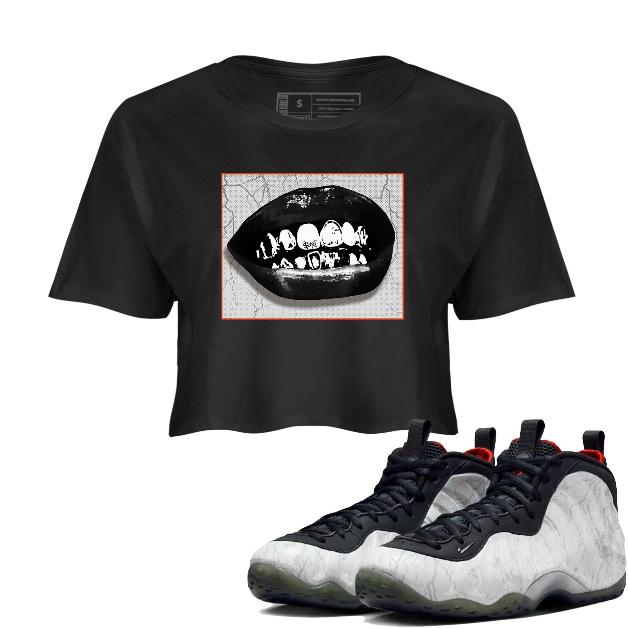 Foams One Jin shirts to match jordans Grillz Lips sneaker match tees Air Foamposite One Jin match shoes to clothes Drip Gear Zone unisex cotton Black 1 crop tee