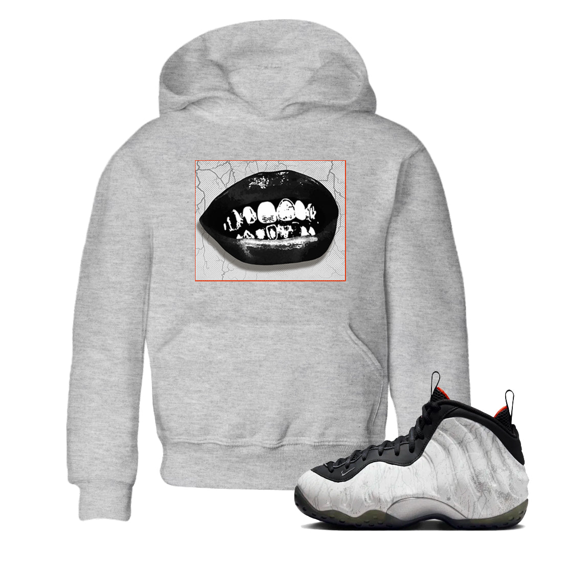 Foams One Jin shirts to match jordans Grillz Lips sneaker match tees Air Foamposite One Jin match shoes to clothes Drip Gear Zone Youth Baby Heather Grey 1 tee