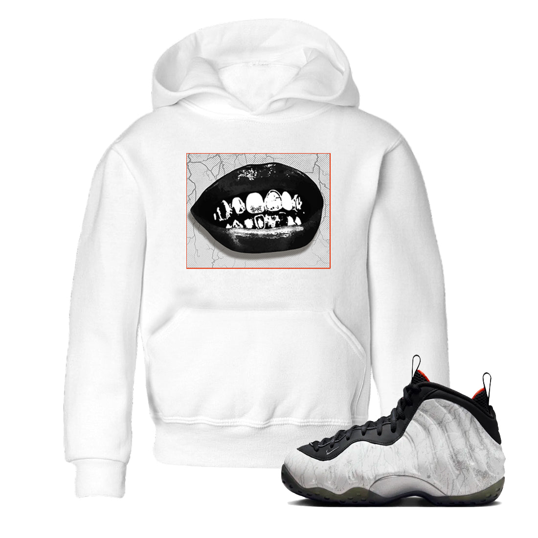 Foams One Jin shirts to match jordans Grillz Lips sneaker match tees Air Foamposite One Jin match shoes to clothes Drip Gear Zone Youth Baby White 1 tee