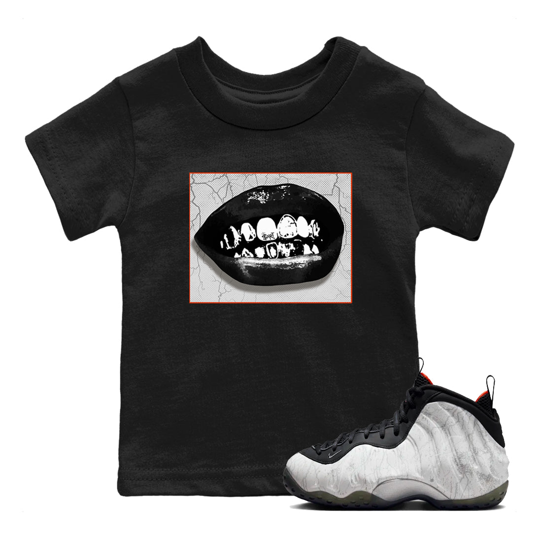Foams One Jin shirts to match jordans Grillz Lips sneaker match tees Air Foamposite One Jin match shoes to clothes Drip Gear Zone Youth Baby Black 1 tee