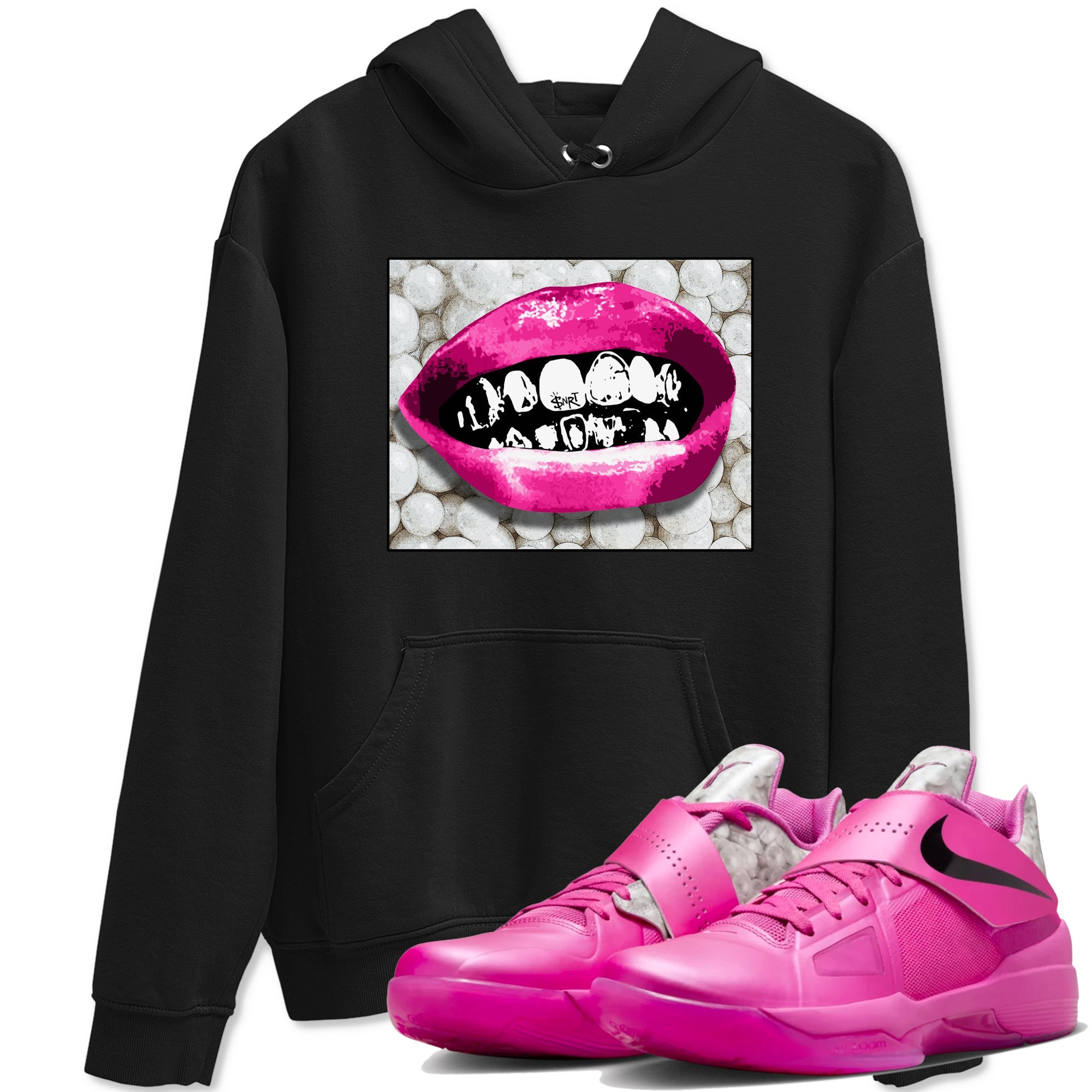 Nike KD 4 Retro Aunt Pearl shirts to match jordans Grillz Lips sneaker match tees Nike KD 4 Aunt Pearl match shoes to clothes Drip Gear Zone unisex cotton Black 1 shirts