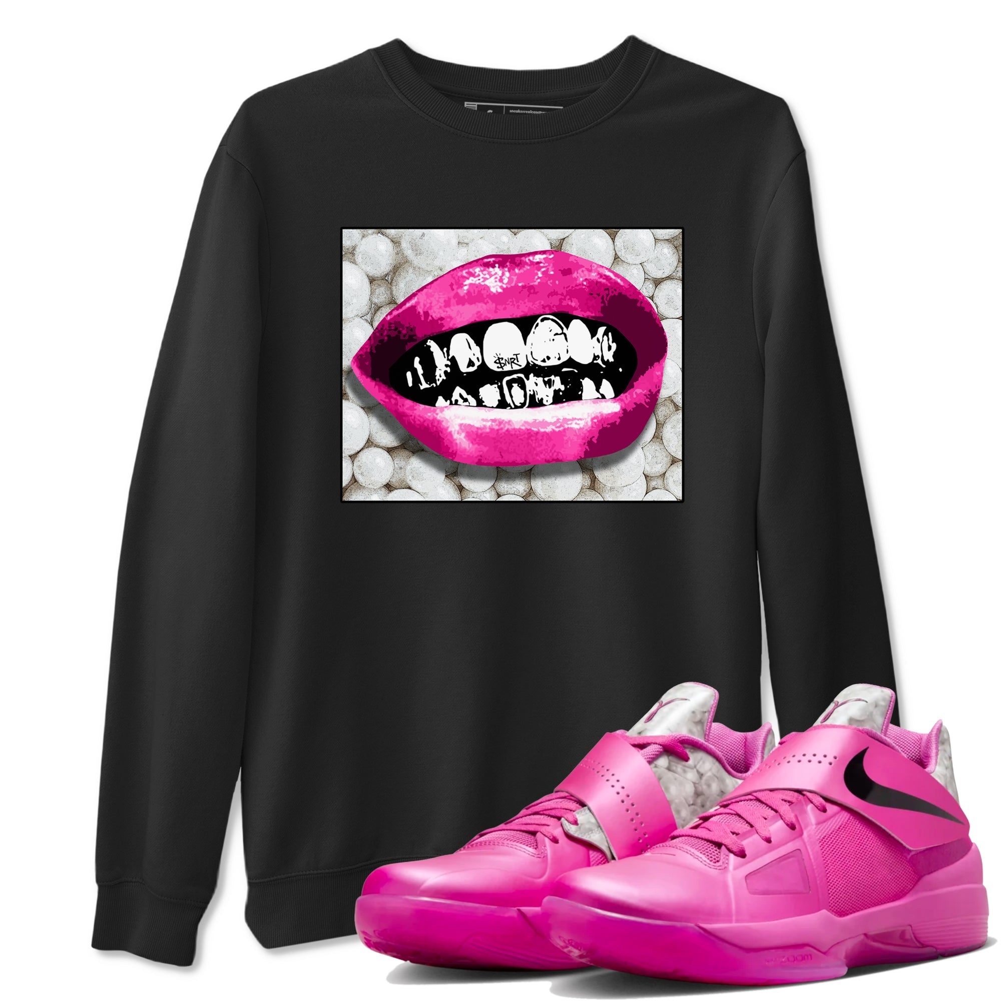 Nike KD 4 Retro Aunt Pearl shirts to match jordans Grillz Lips sneaker match tees Nike KD 4 Aunt Pearl match shoes to clothes Drip Gear Zone unisex cotton Black 1 shirts