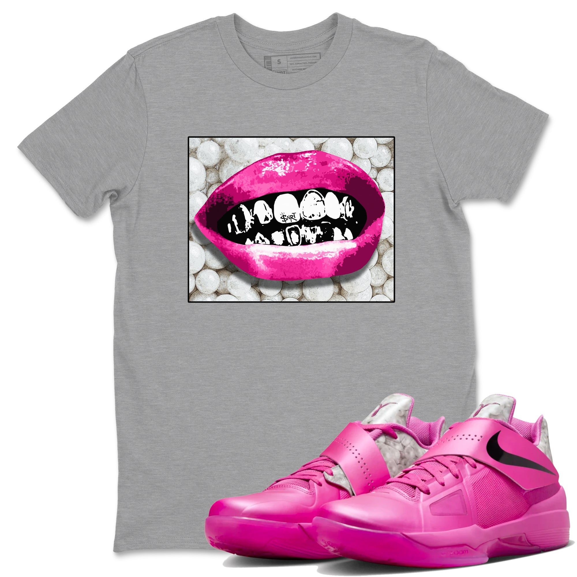 Nike KD 4 Retro Aunt Pearl shirts to match jordans Grillz Lips sneaker match tees Nike KD 4 Aunt Pearl match shoes to clothes Drip Gear Zone unisex cotton Heather Grey 1 shirts