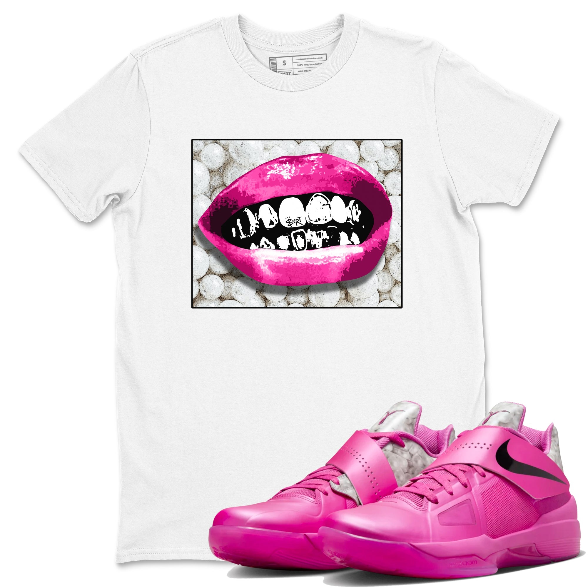 Nike KD 4 Retro Aunt Pearl shirts to match jordans Grillz Lips sneaker match tees Nike KD 4 Aunt Pearl match shoes to clothes Drip Gear Zone unisex cotton White 1 shirts