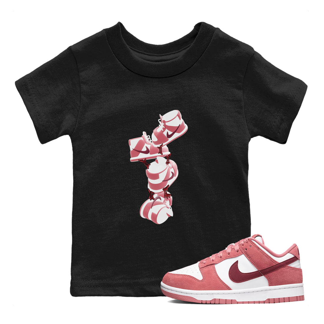 Dunk Valentines Day 2024 shirt to match jordans Gum Stuck On Shoes sneaker tees Dunk Happy Valentines Day 2024 Drip Gear Zone Baby Toddler Black 1 T-Shirt