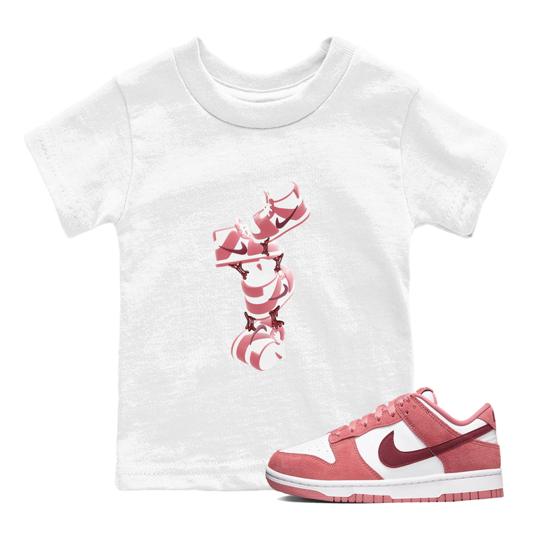 Dunk Valentines Day 2024 shirt to match jordans Gum Stuck On Shoes sneaker tees Dunk Happy Valentines Day 2024 Drip Gear Zone Baby Toddler White 1 T-Shirt