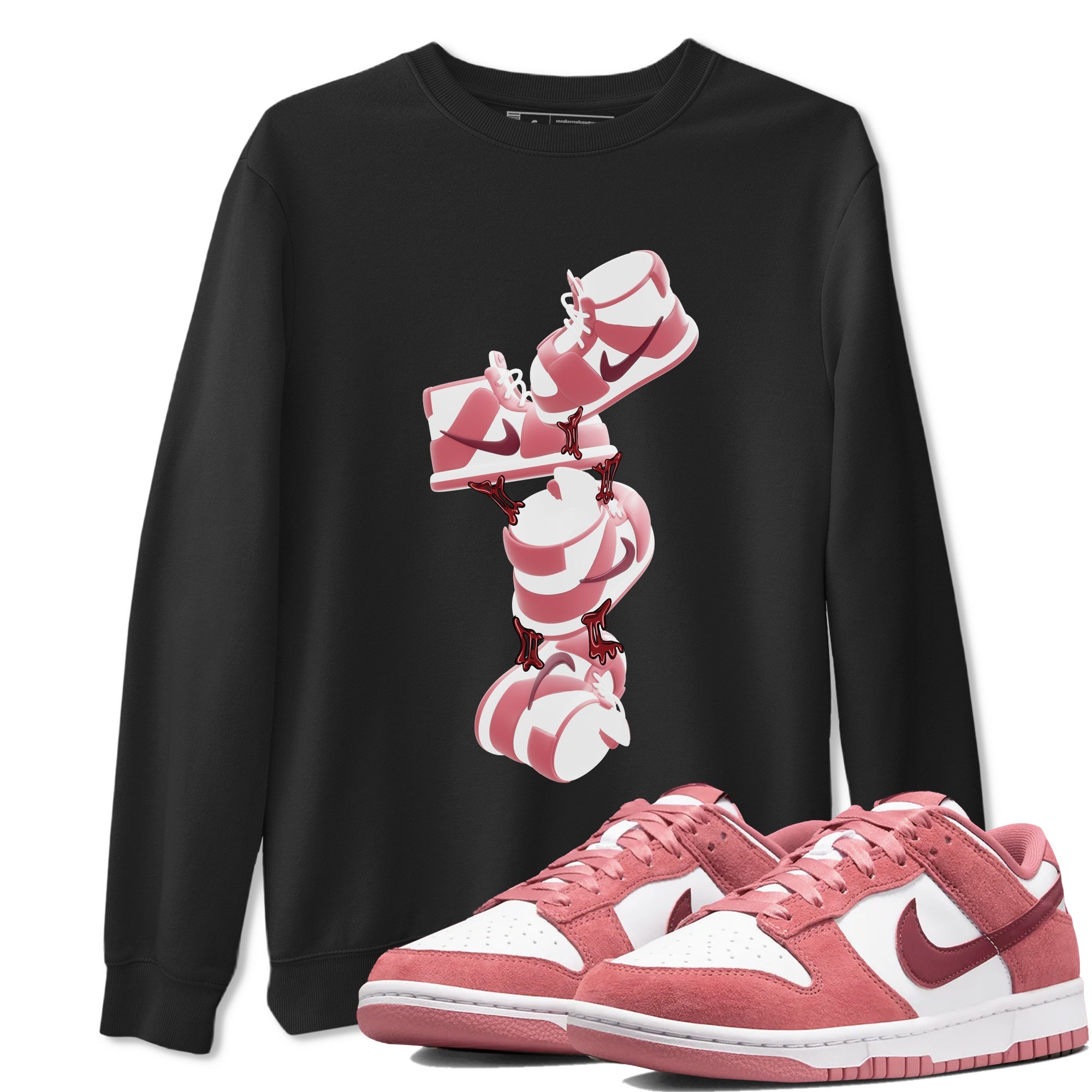 Dunk Valentines Day 2024 shirt to match jordans Gum Stuck On Shoes sneaker tees Dunk Happy Valentines Day 2024 Drip Gear Zone Unisex Black 1 T-Shirt