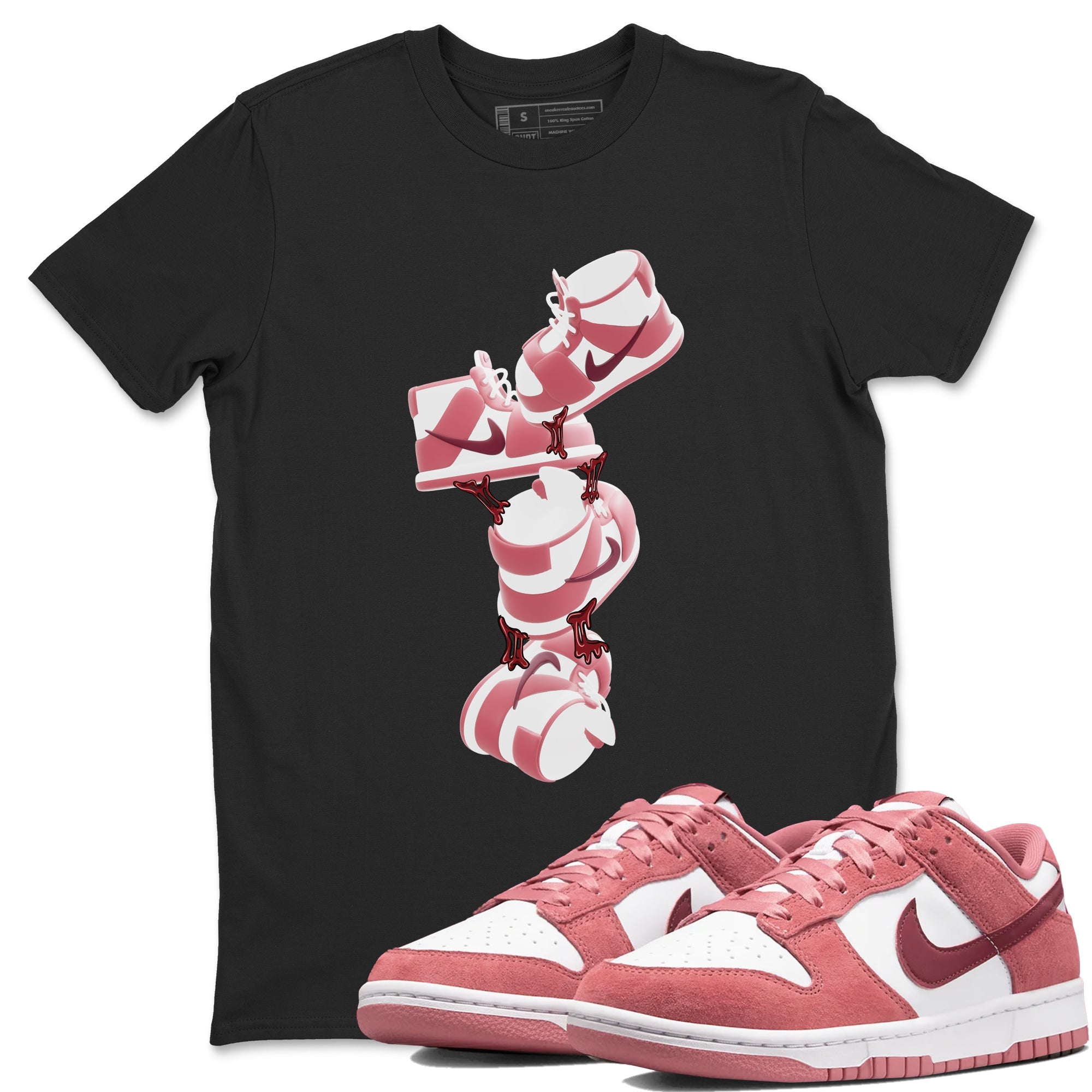 Dunk Valentines Day 2024 shirt to match jordans Gum Stuck On Shoes sneaker tees Dunk Happy Valentines Day 2024 Drip Gear Zone Unisex Black 1 T-Shirt