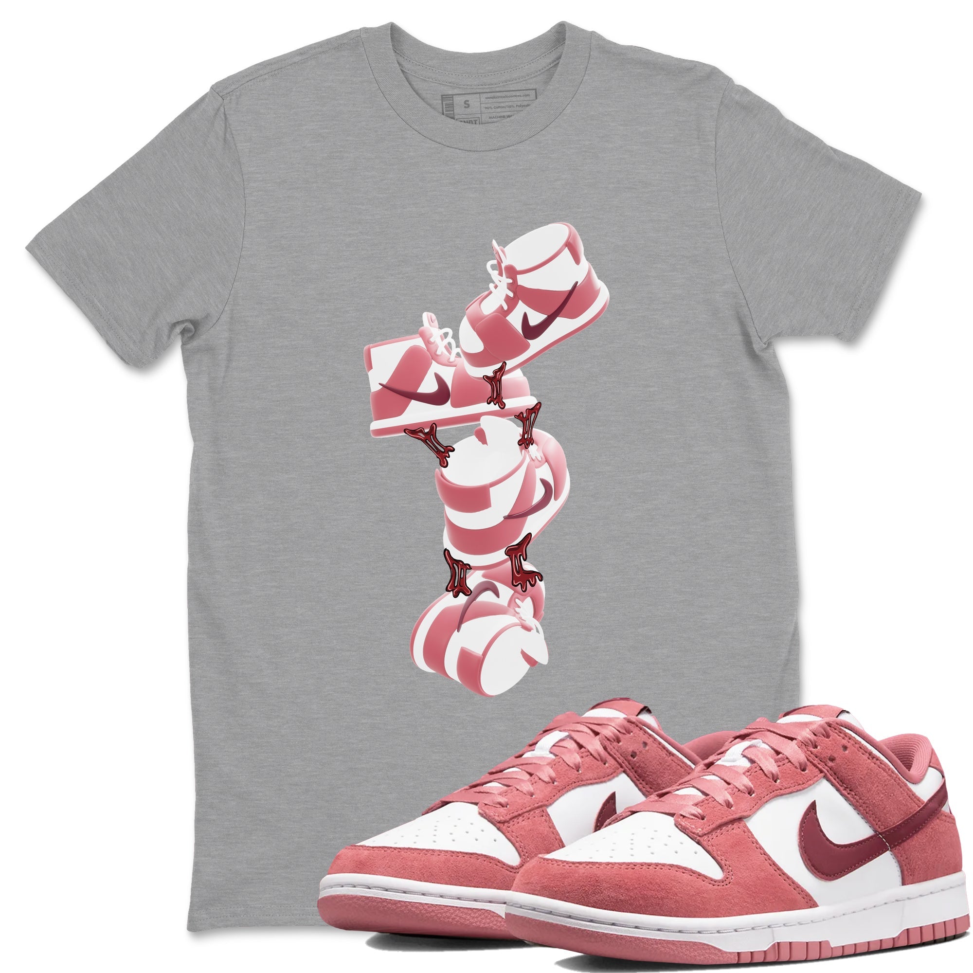 Dunk Valentines Day 2024 shirt to match jordans Gum Stuck On Shoes sneaker tees Dunk Happy Valentines Day 2024 Drip Gear Zone Unisex Heather Grey 1 T-Shirt