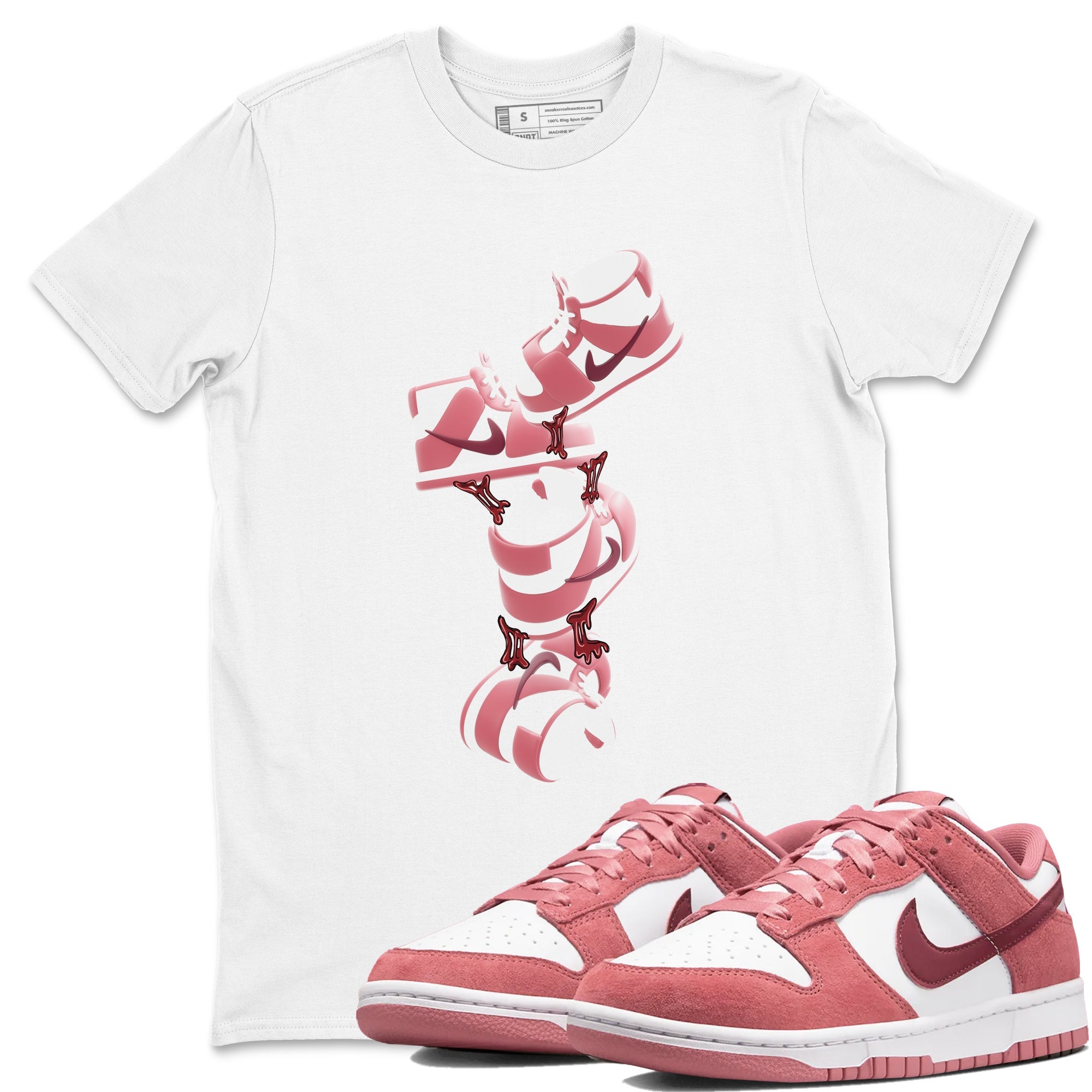 Dunk Valentines Day 2024 shirt to match jordans Gum Stuck On Shoes sneaker tees Dunk Happy Valentines Day 2024 Drip Gear Zone Unisex White 1 T-Shirt