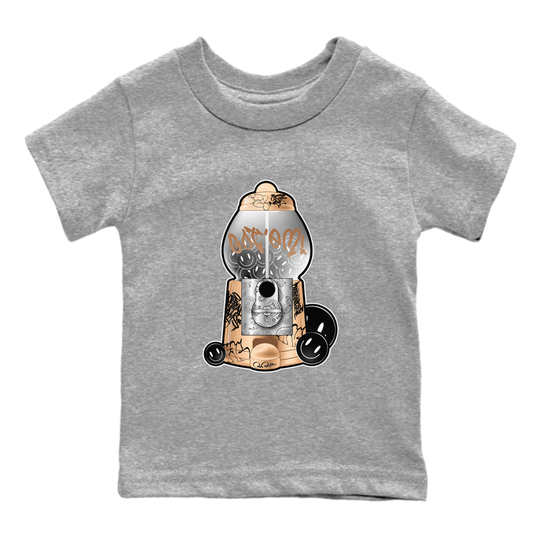 Foams One Metallic Copper shirts to match jordans Gumball Machine sneaker match tees Air Foamposite One Metallic Copper match shoes to clothes Drip Gear Zone Youth Baby Heather Grey 2 tee