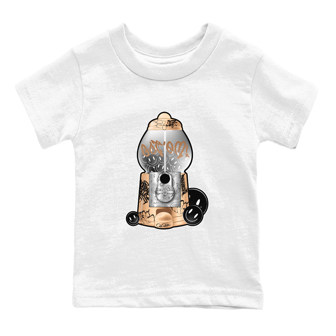 Foams One Metallic Copper shirts to match jordans Gumball Machine sneaker match tees Air Foamposite One Metallic Copper match shoes to clothes Drip Gear Zone Youth Baby White 2 tee