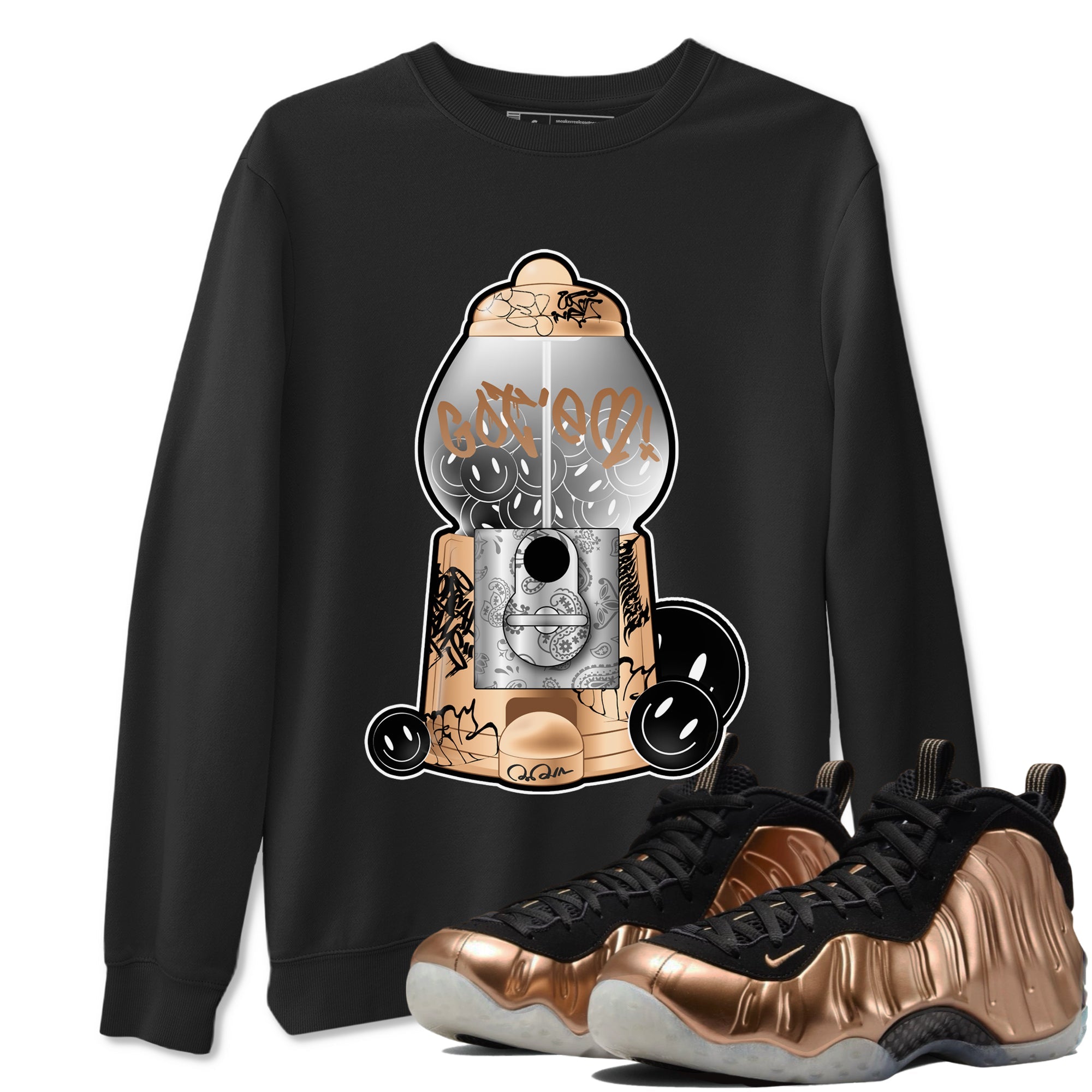 Foams One Metallic Copper shirts to match jordans Gumball Machine sneaker match tees Air Foamposite One Metallic Copper match shoes to clothes Drip Gear Zone unisex cotton Black 1 shirts