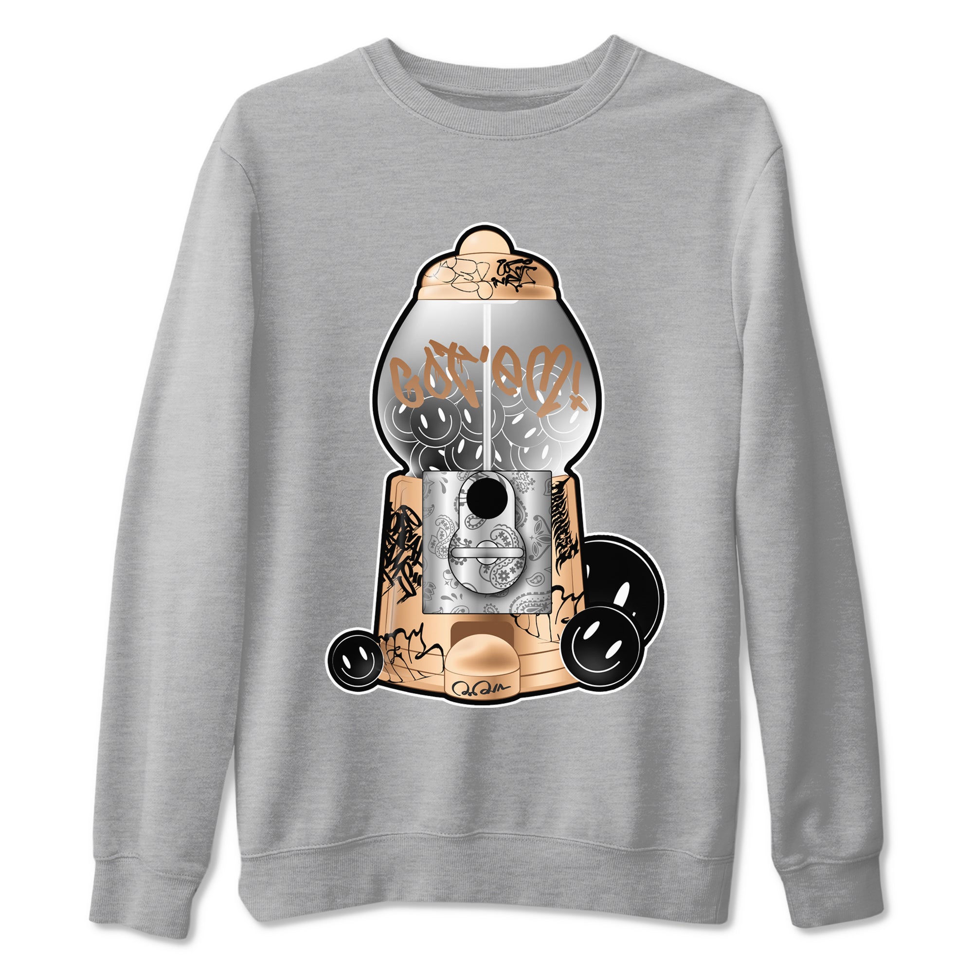 Foams One Metallic Copper shirts to match jordans Gumball Machine sneaker match tees Air Foamposite One Metallic Copper match shoes to clothes Drip Gear Zone unisex cotton Heather Grey 2 shirts