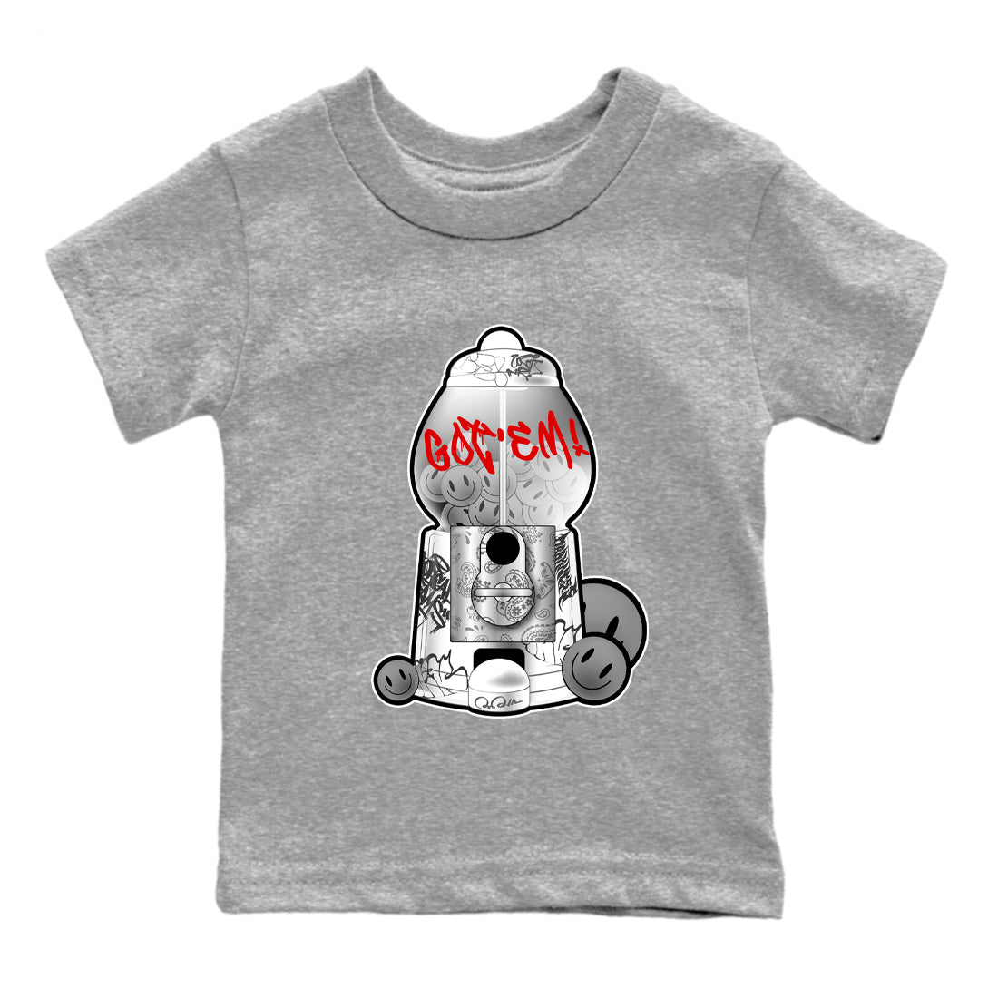 3s Cement Grey shirts to match jordans Gumball Machine sneaker match tees Air Jordan 3 Cement Grey Drip Gear Zone Youth Baby Heather Grey 2 crew neck shirts