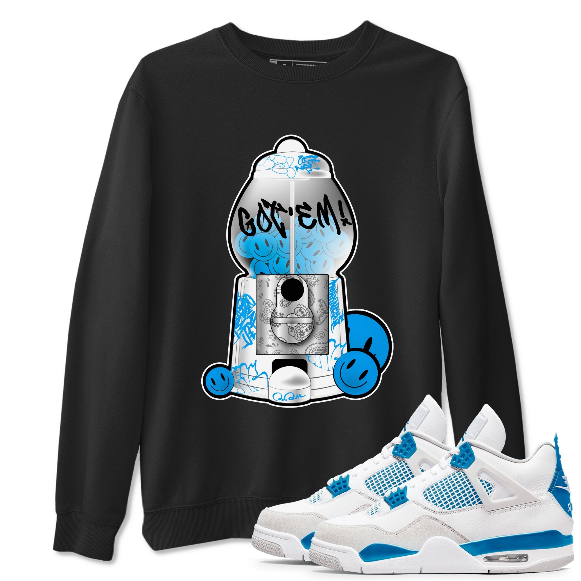 Air Jordan 4 Industrial Blue shirt to match jordans Gumball Machine sneaker tees Air Jordan 4 Military Blue Drip Gear Zone unisex cotton Black 1 crew neck shirt