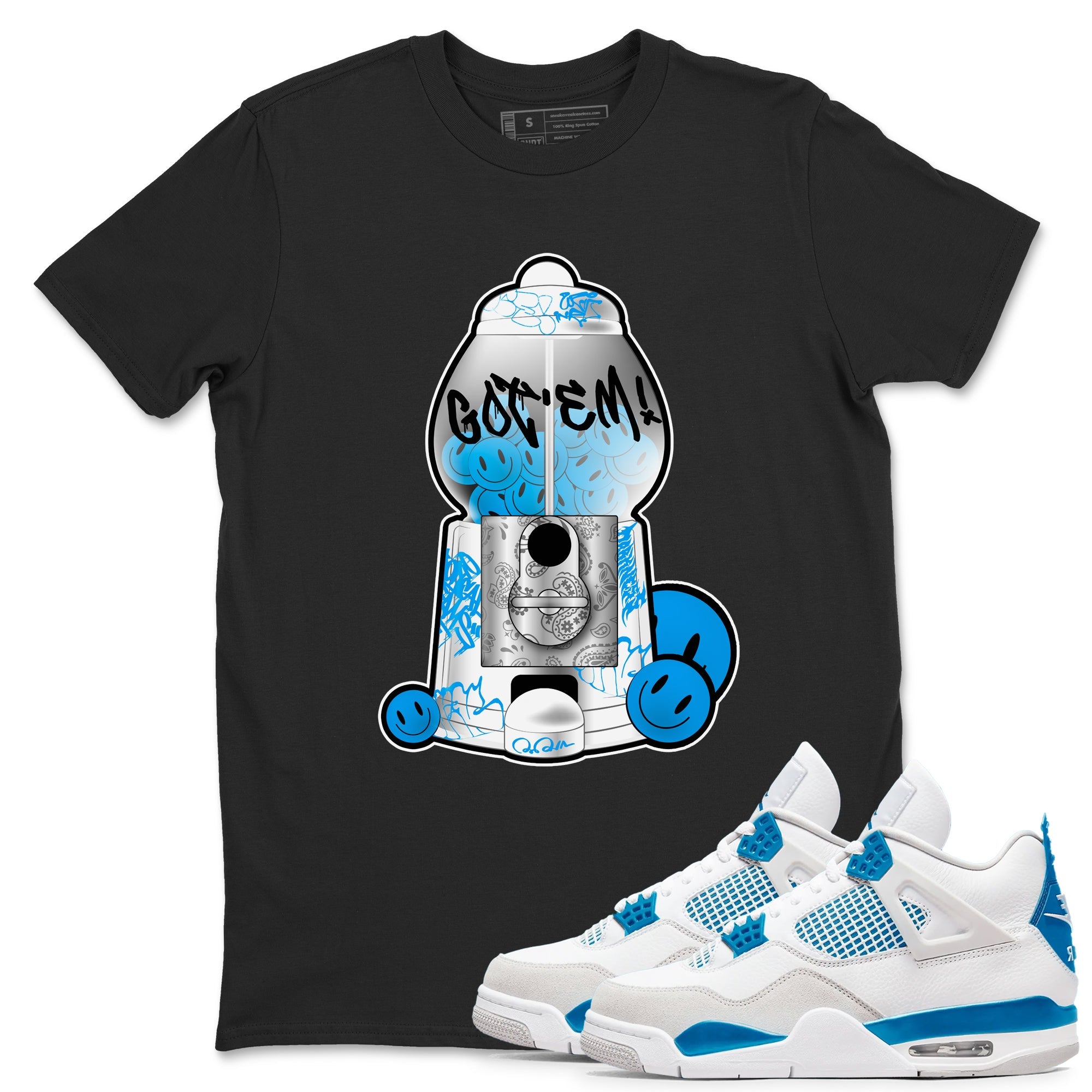 Air Jordan 4 Industrial Blue shirt to match jordans Gumball Machine sneaker tees Air Jordan 4 Military Blue Drip Gear Zone unisex cotton Black 1 crew neck shirt