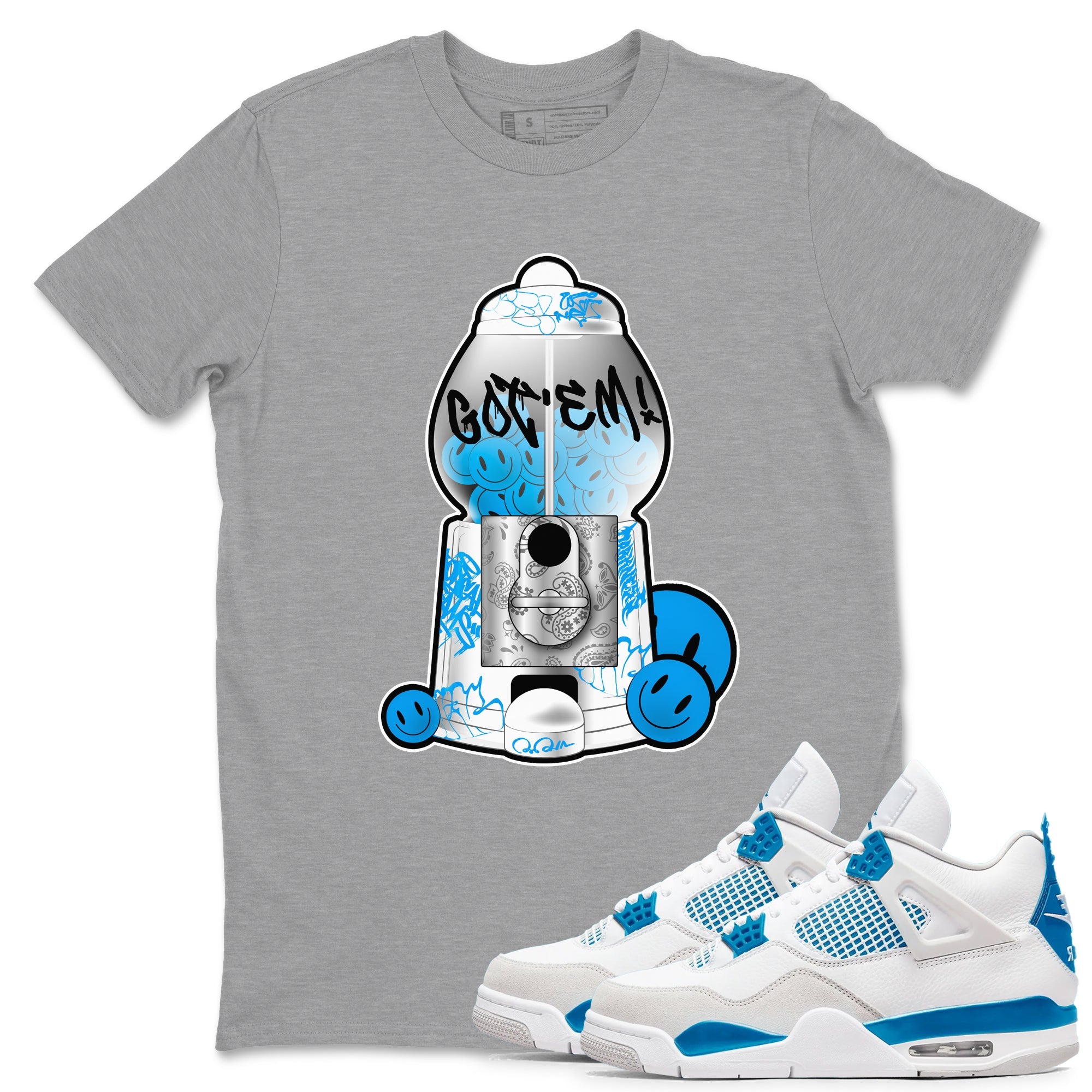 Air Jordan 4 Industrial Blue shirt to match jordans Gumball Machine sneaker tees Air Jordan 4 Military Blue Drip Gear Zone unisex cotton Heather Grey 1 crew neck shirt