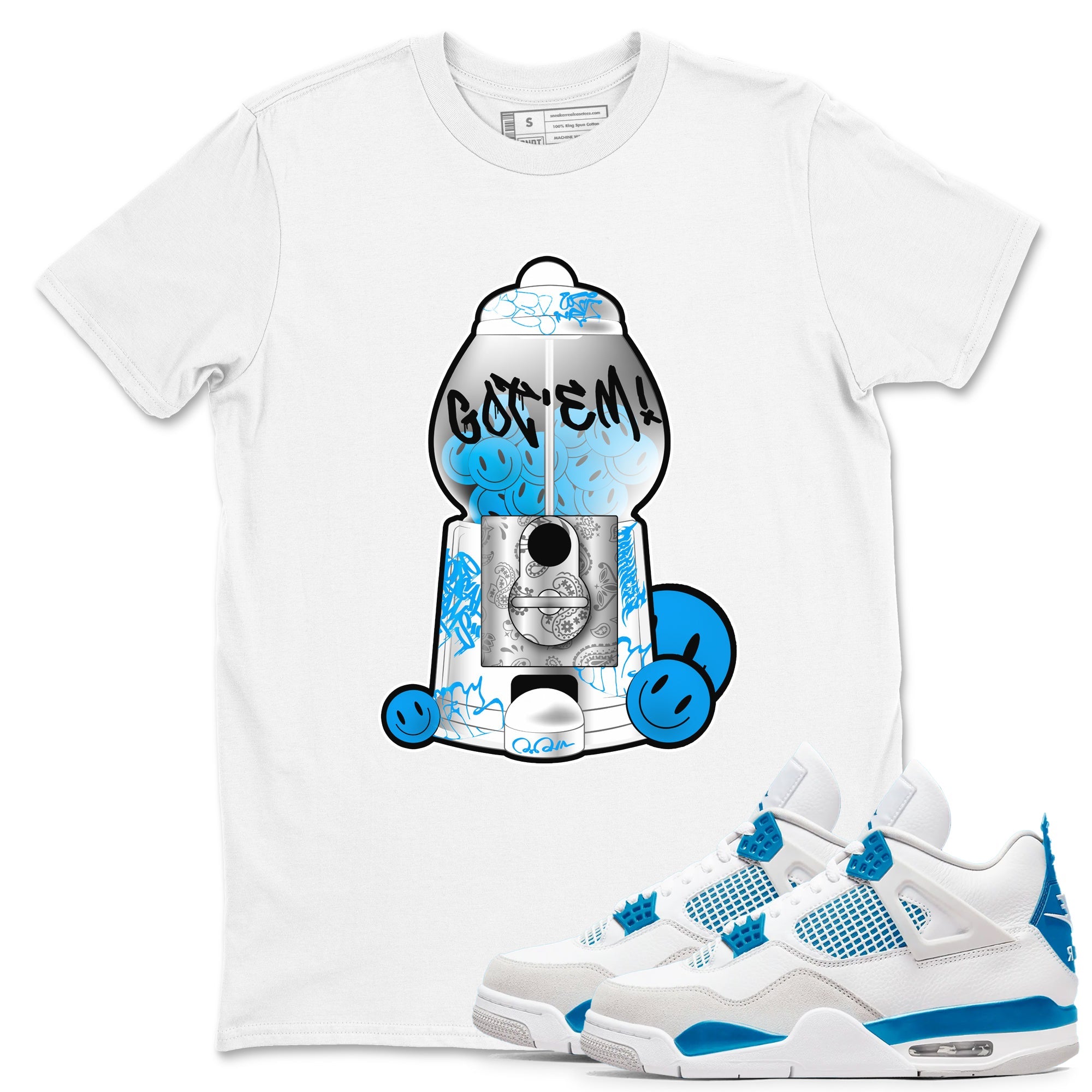Air Jordan 4 Industrial Blue shirt to match jordans Gumball Machine sneaker tees Air Jordan 4 Military Blue Drip Gear Zone unisex cotton White 1 crew neck shirt