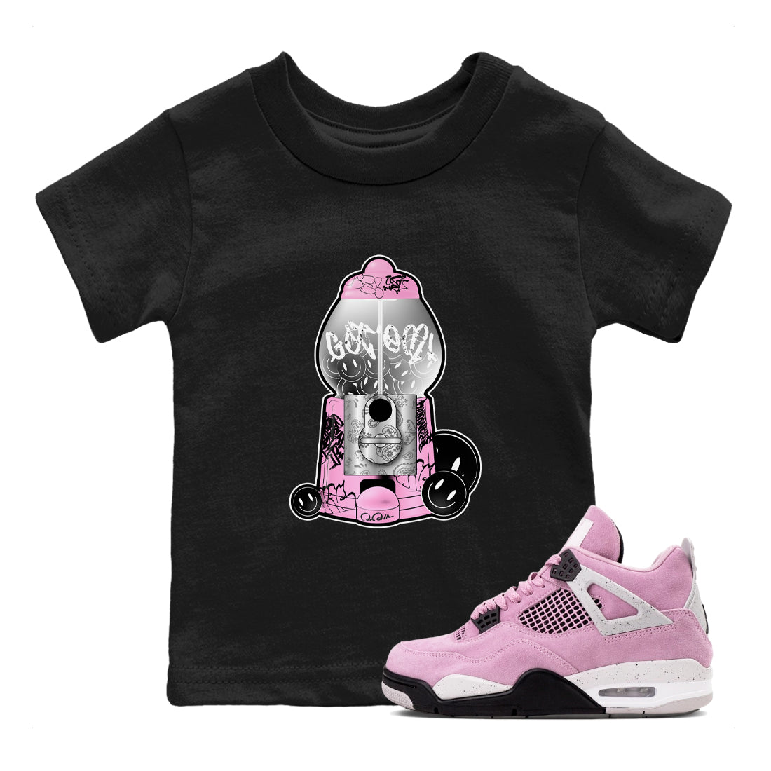 Air Jordan 4  Retro Orchid shirts to match jordans Gumball Machine sneaker match tees 4s WMNS Orchid match shoes to clothes Drip Gear Zone Youth Baby Black 1 tee