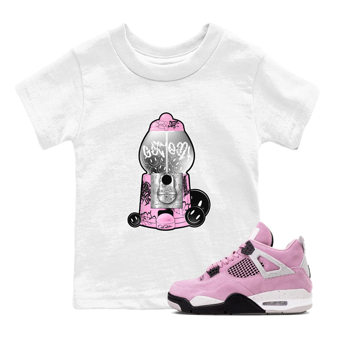 Air Jordan 4  Retro Orchid shirts to match jordans Gumball Machine sneaker match tees 4s WMNS Orchid match shoes to clothes Drip Gear Zone Youth Baby White 1 tee