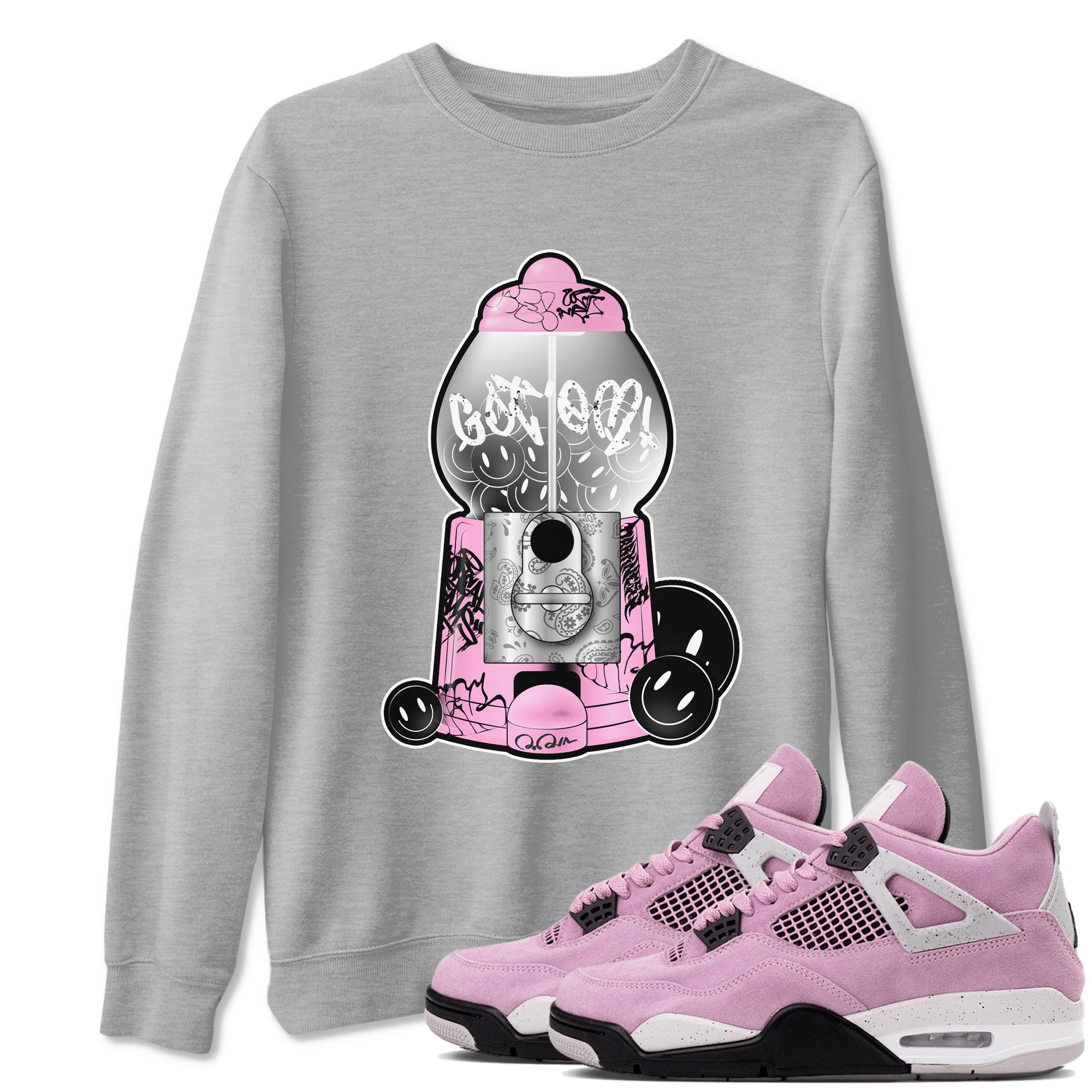 Air Jordan 4  Retro Orchid shirts to match jordans Gumball Machine sneaker match tees 4s WMNS Orchid match shoes to clothes Drip Gear Zone unisex cotton Heather Grey 1 shirts