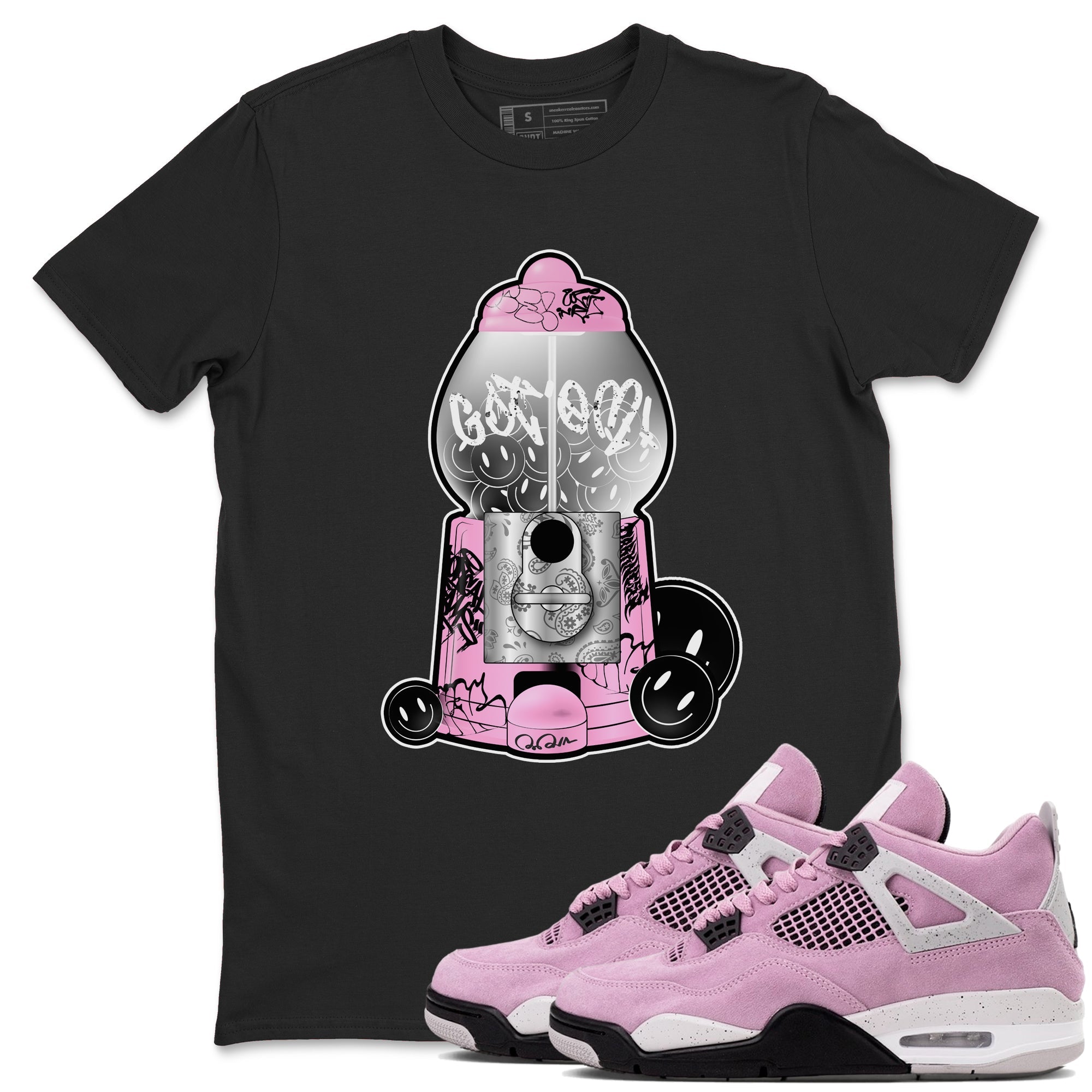 Air Jordan 4  Retro Orchid shirts to match jordans Gumball Machine sneaker match tees 4s WMNS Orchid match shoes to clothes Drip Gear Zone unisex cotton Black 1 shirts