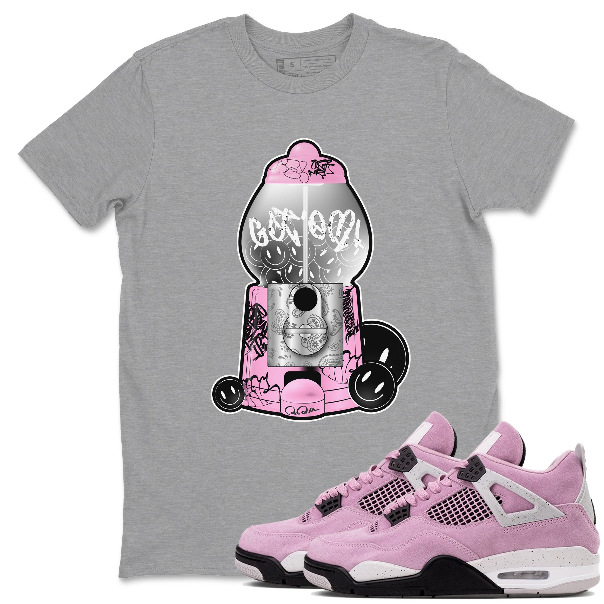 Air Jordan 4  Retro Orchid shirts to match jordans Gumball Machine sneaker match tees 4s WMNS Orchid match shoes to clothes Drip Gear Zone unisex cotton Heather Grey 1 shirts